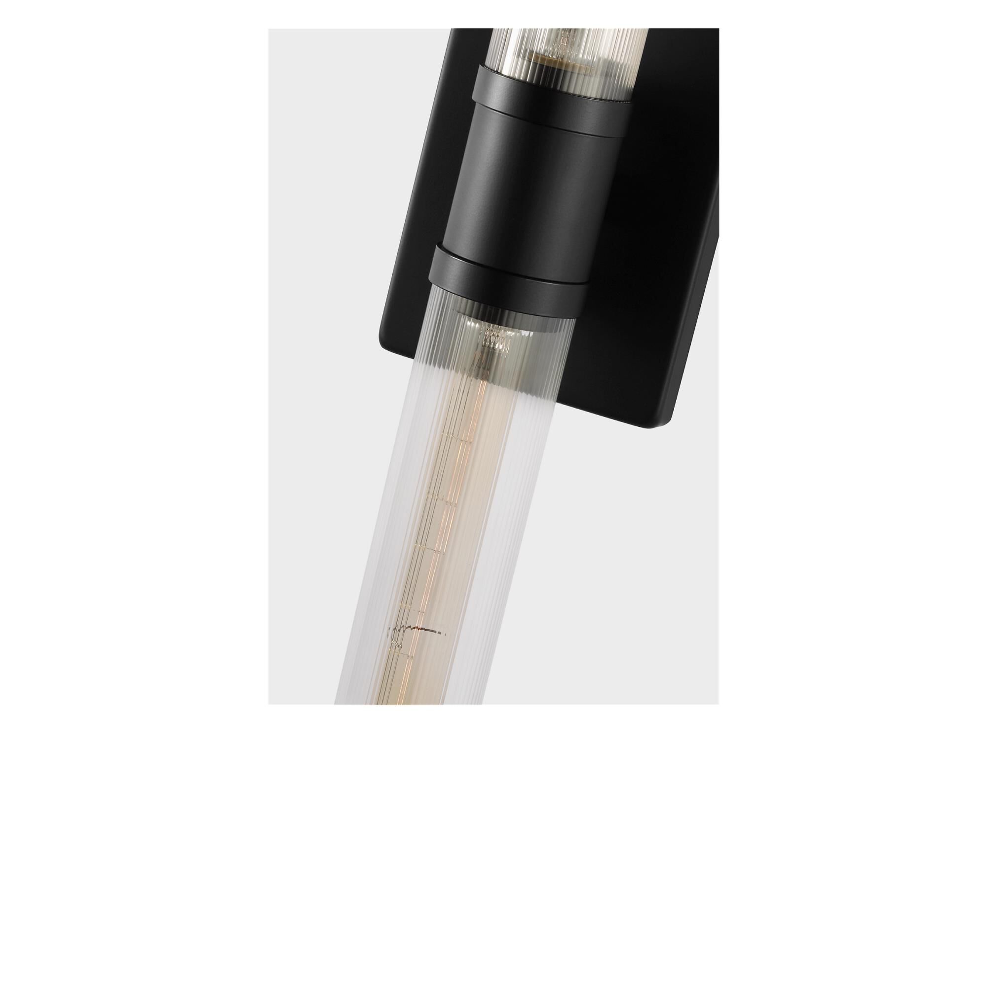 Shown in Midnight Black finish and Clear Fluted glass