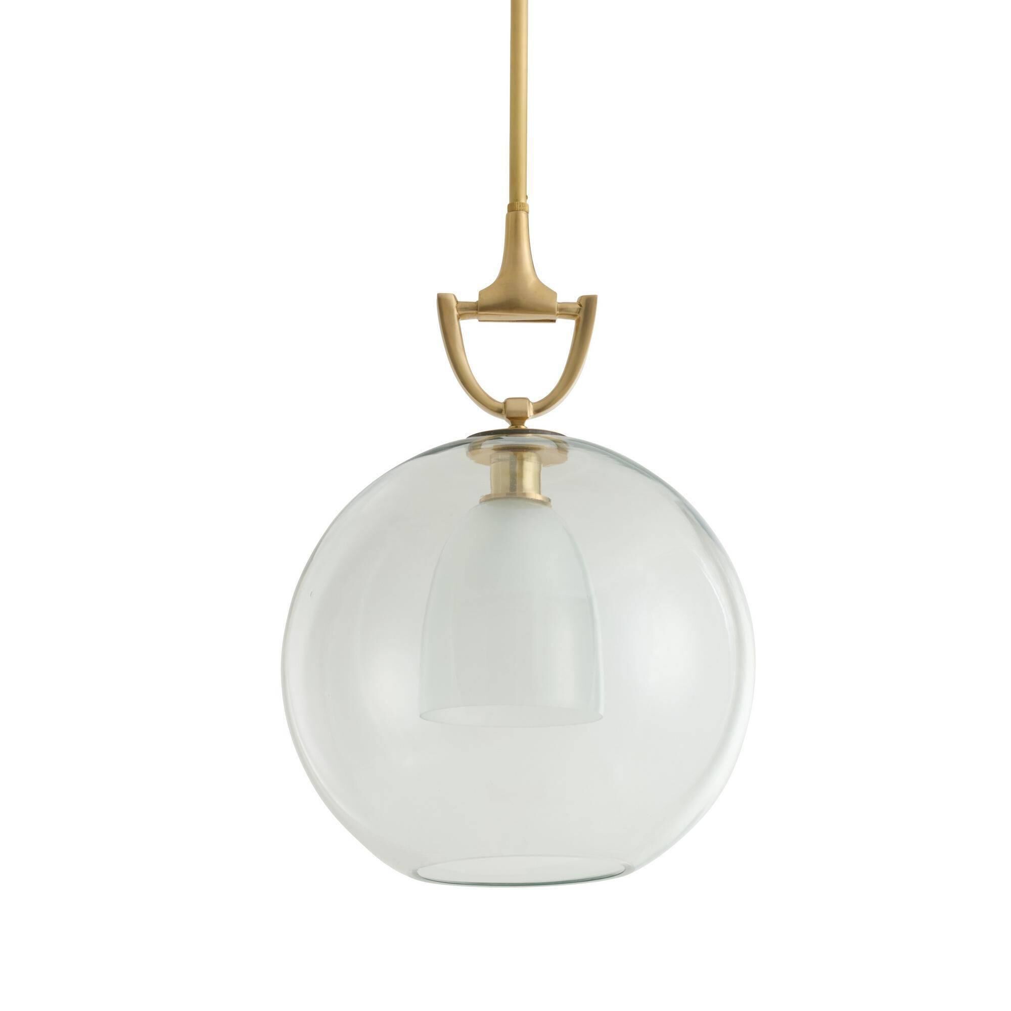 Shown in Antique Brass finish and Frosted glass