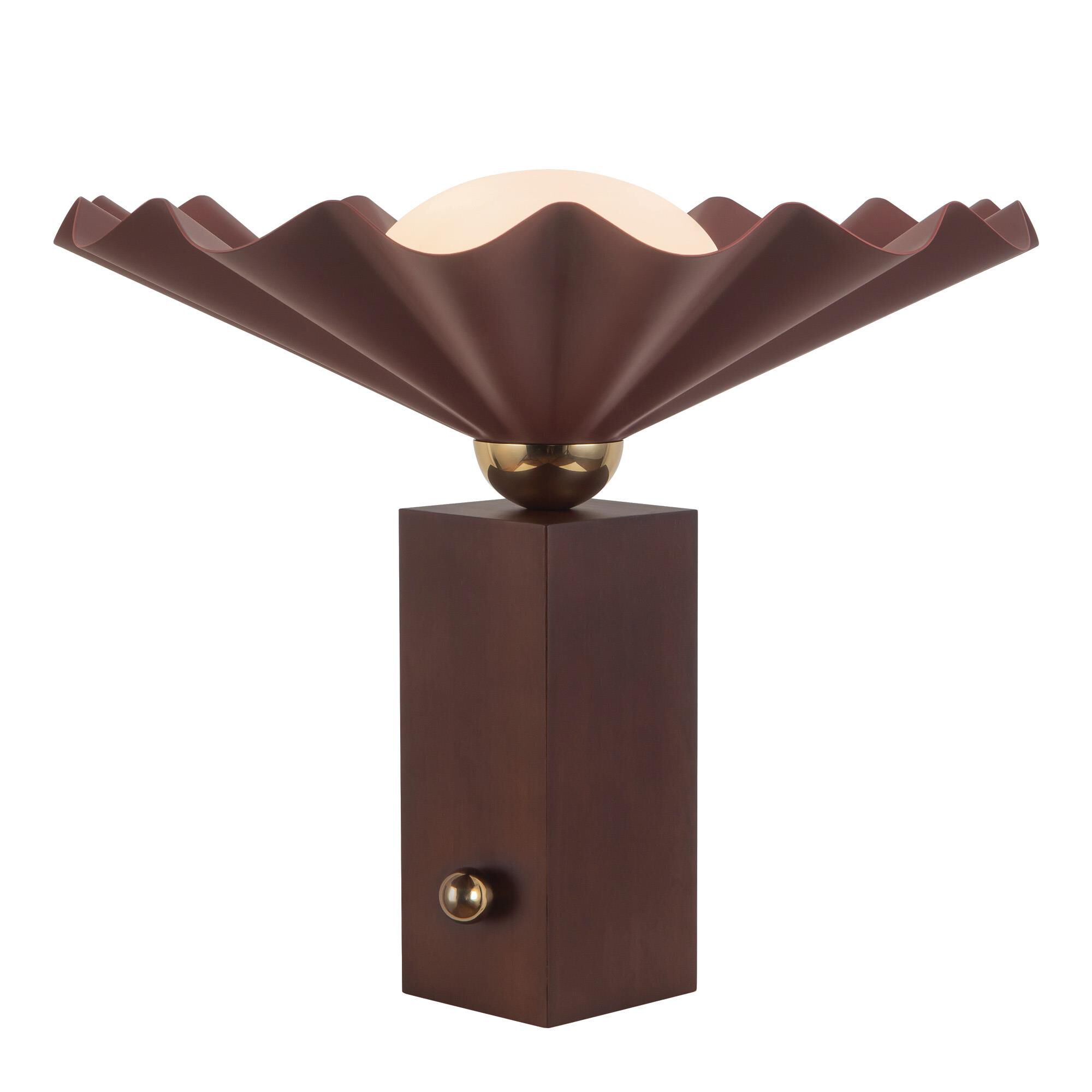 Shown in Burgundy finish and Matte Opal glass