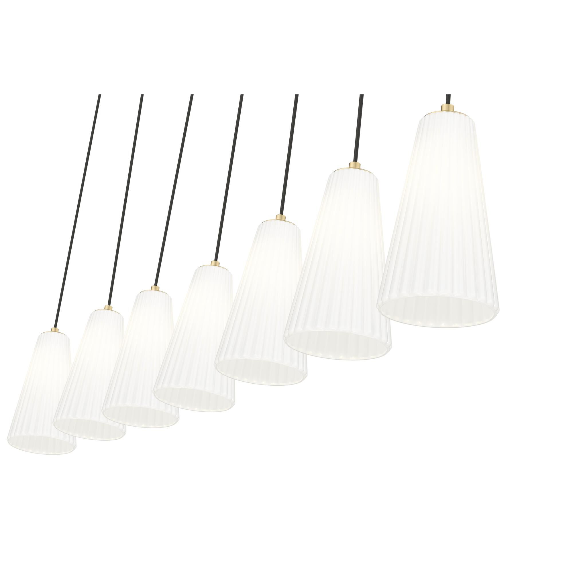 Shown in Modern Gold finish and White glass and White shade