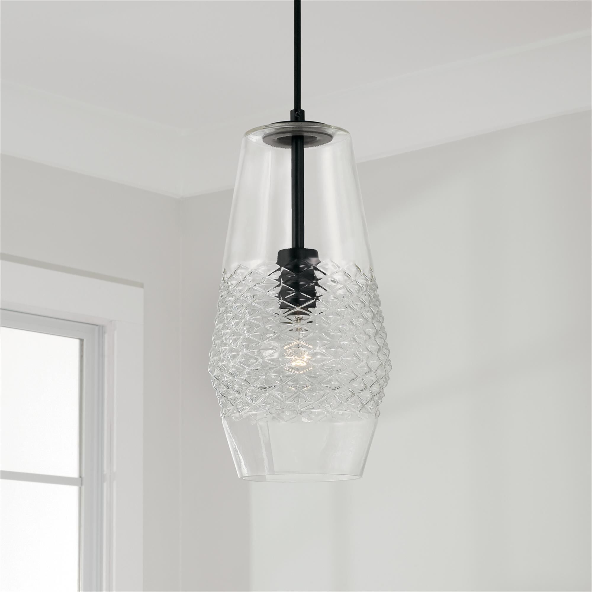 Shown in Matte Black finish and Diamond Embossed glass