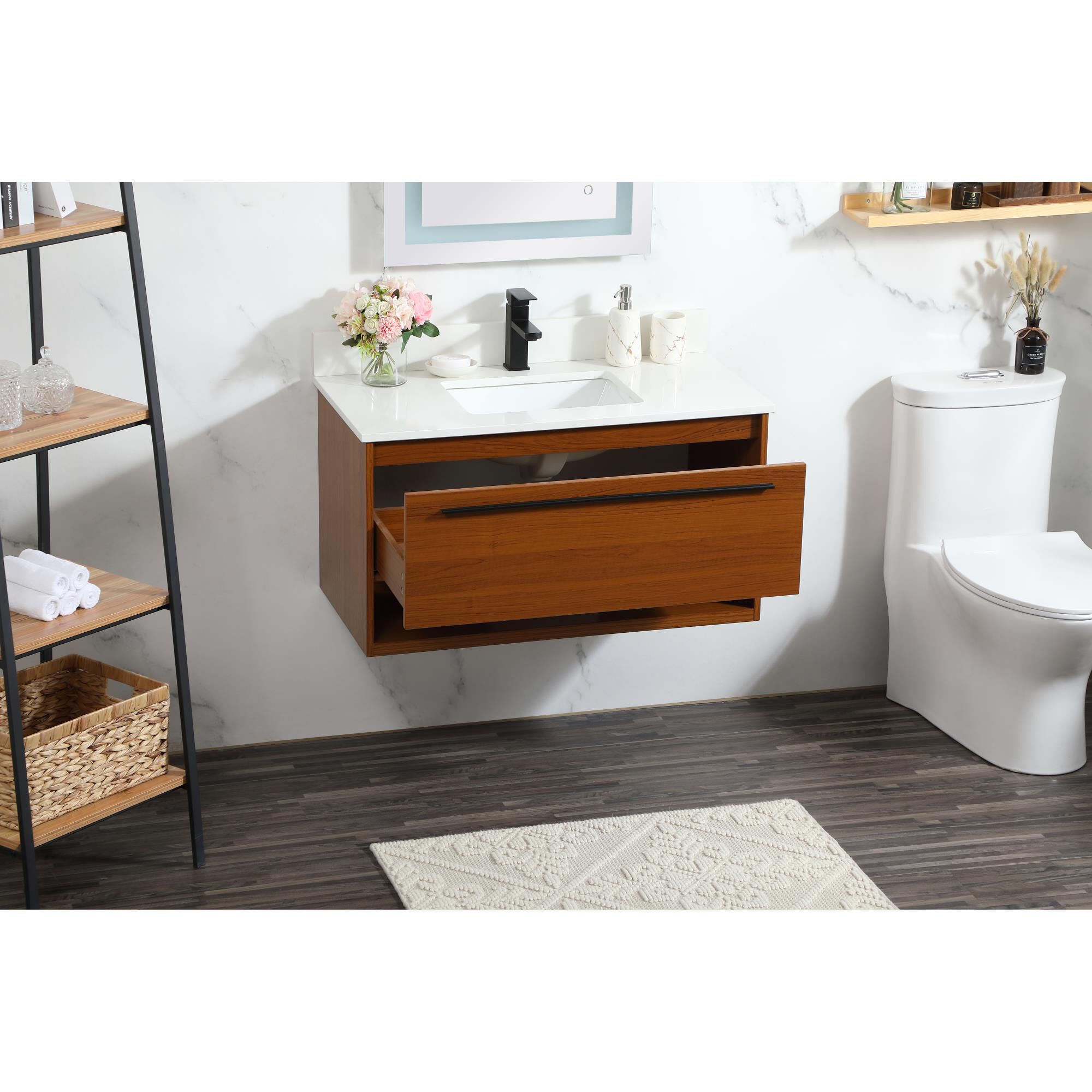 Shown in Teak finish