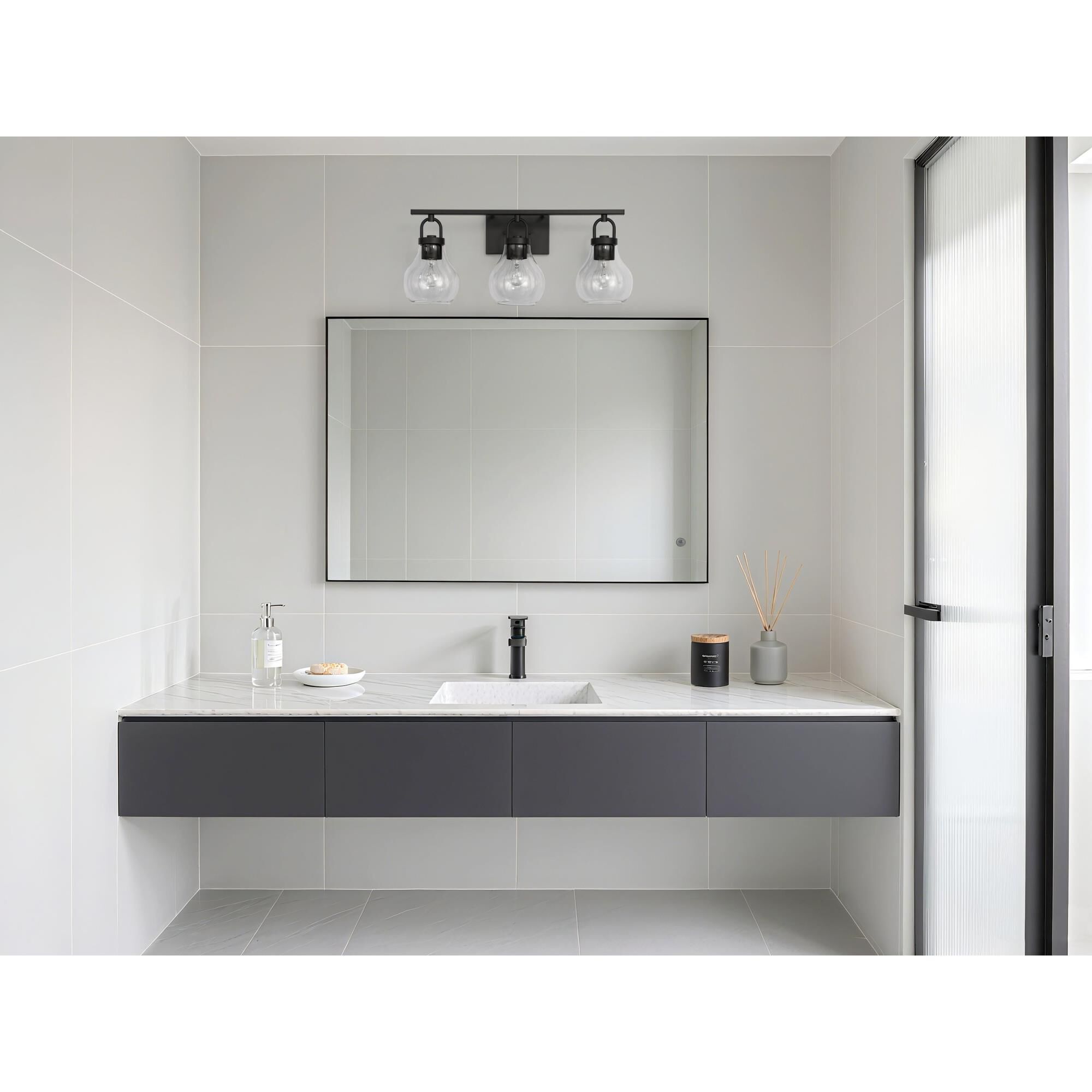 Shown in Matte Black finish and Clear glass