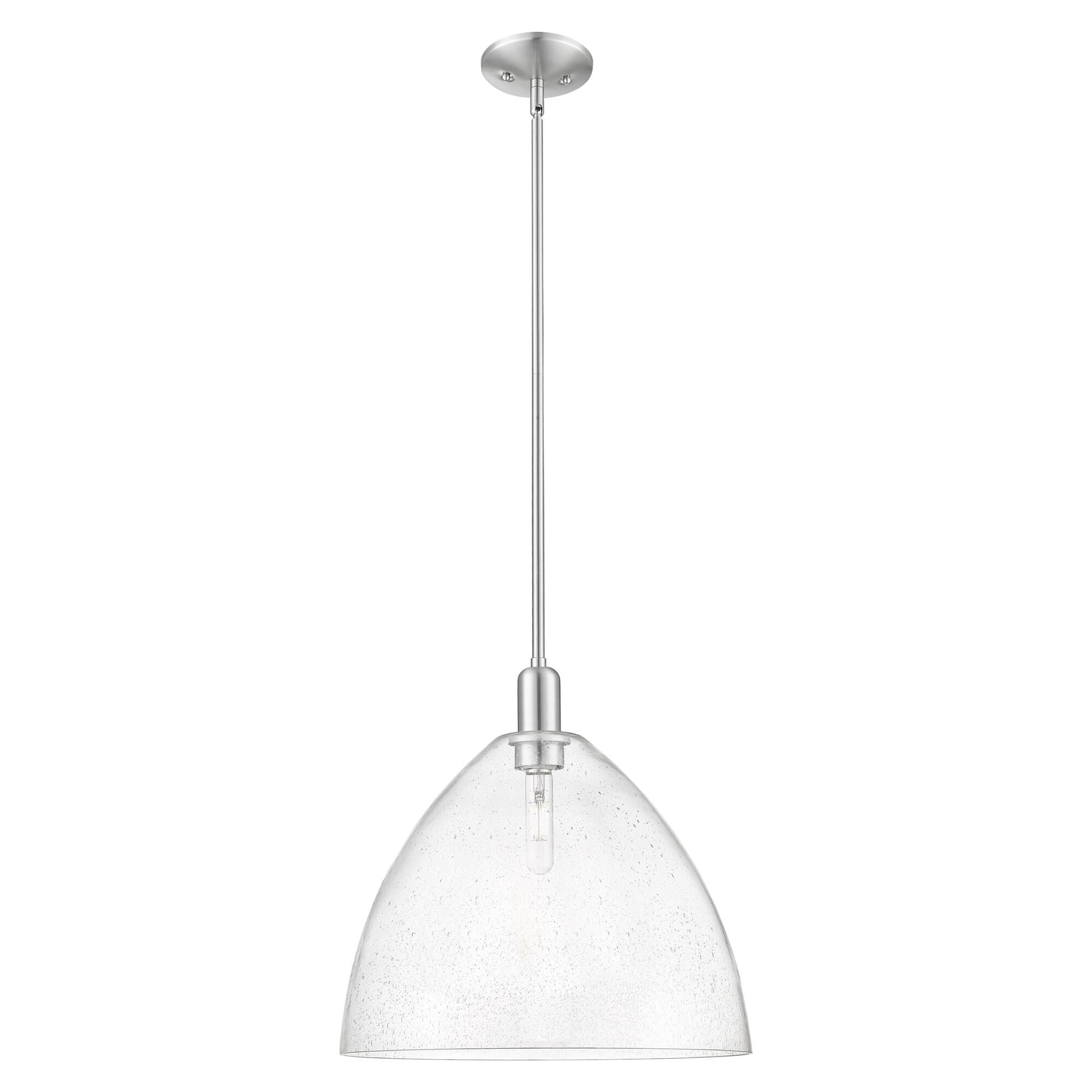 Shown in Brushed Satin Nickel finish and Seedy glass