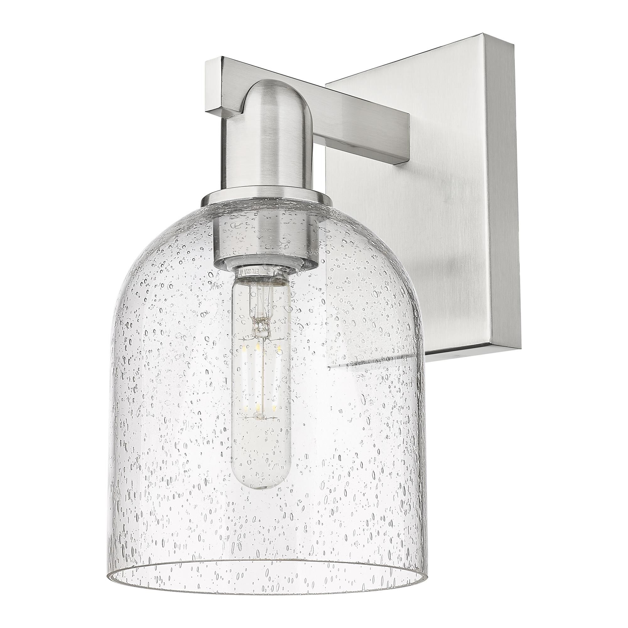 Shown in Brushed Satin Nickel finish and Seedy glass
