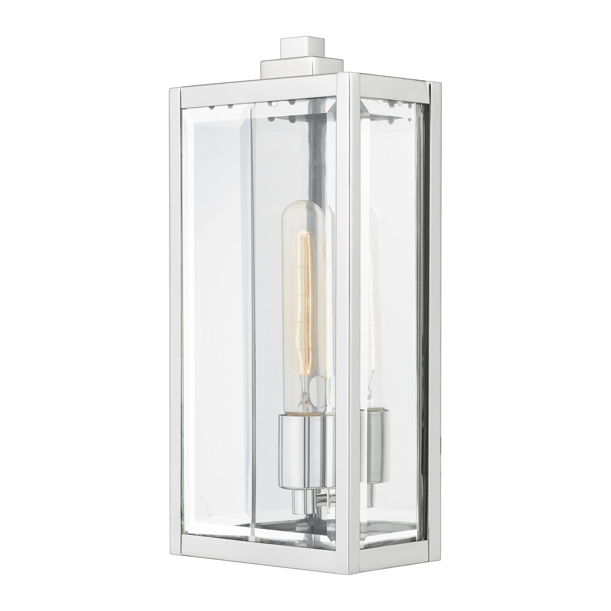 Shown in Polished Nickel finish and Clear Beveled Glass, Clear Beveled Glass Panel shade
