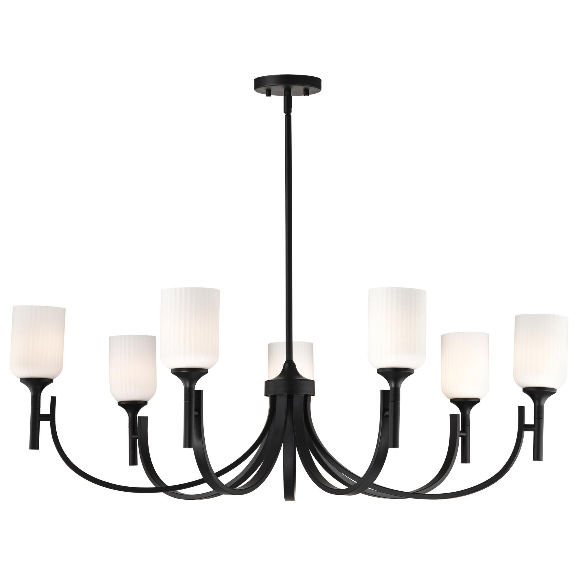 Shown in Matte Black finish and Frosted Ribbed glass