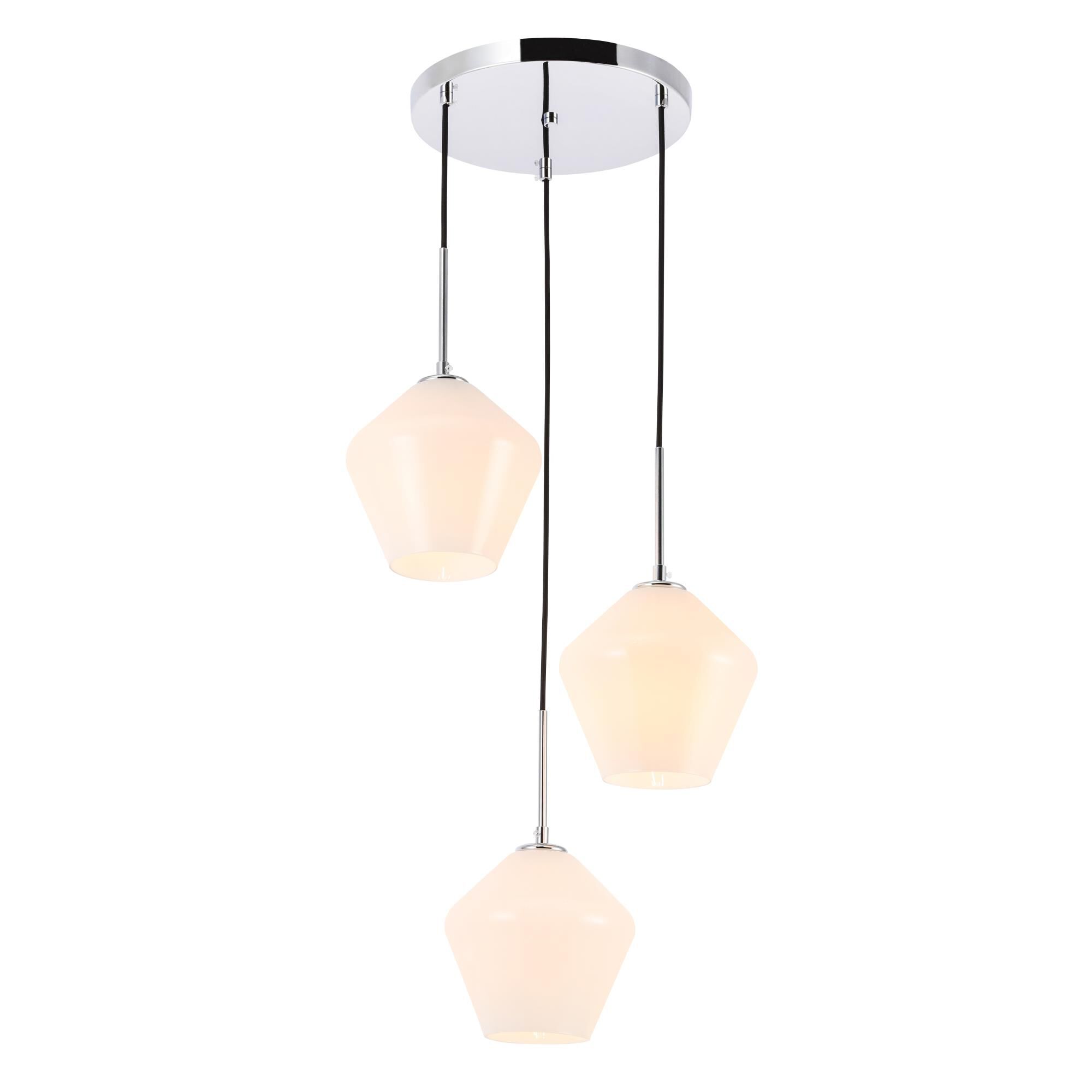 Shown in Chrome finish and Frosted White  glass