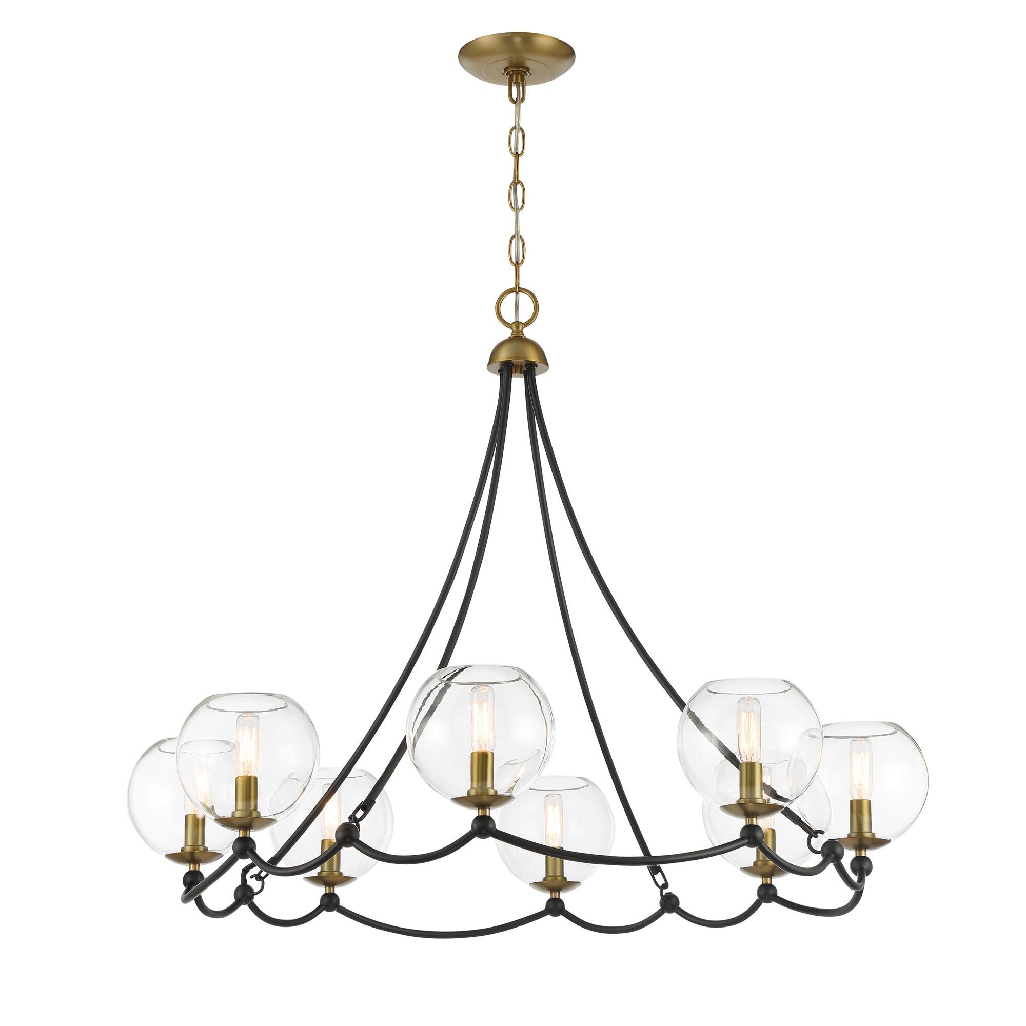 Shown in Coal And Soft Brass finish and Clear glass and Glass shade