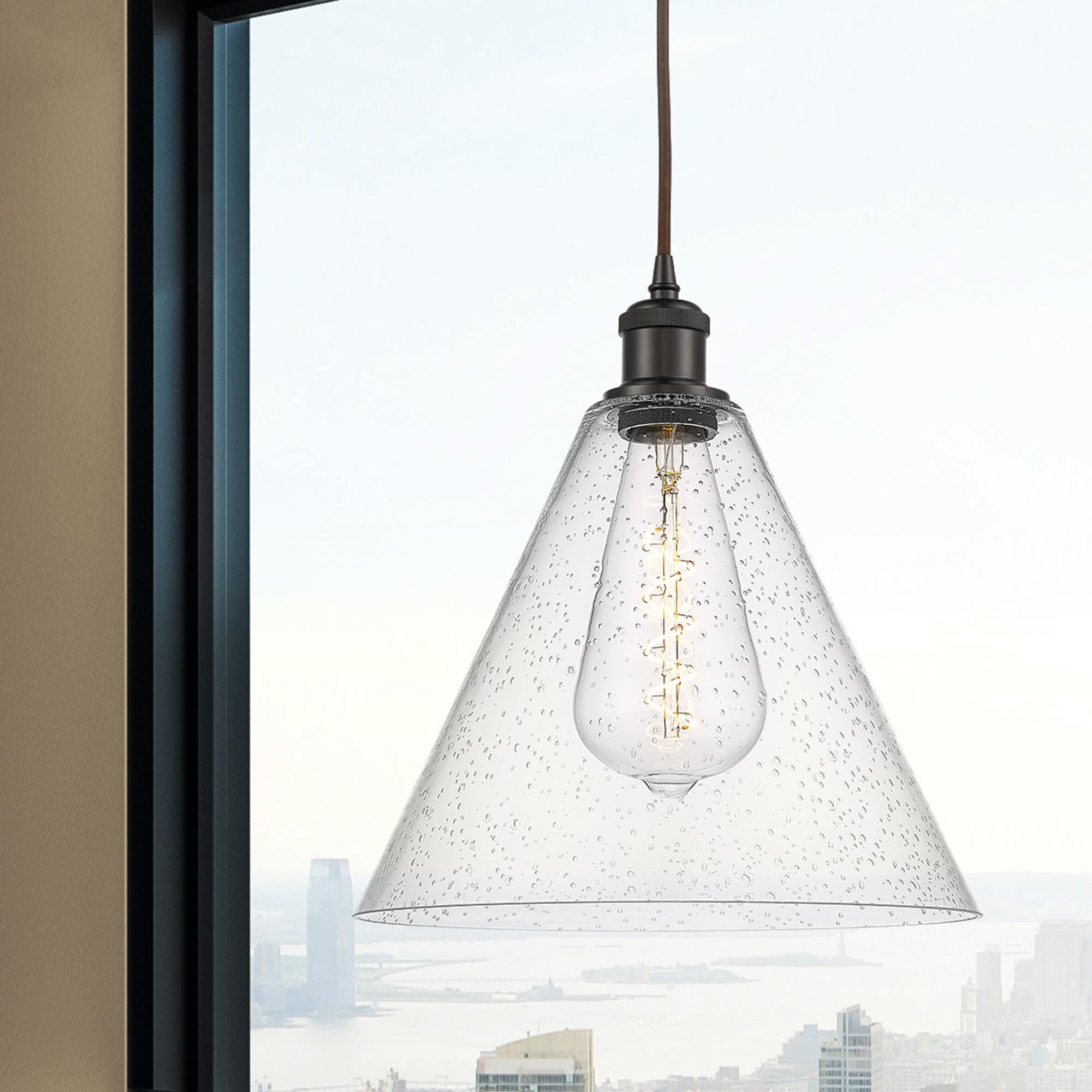 Shown in Oil Rubbed Bronze finish and Seedy Ballston Cone glass and No Shade shade