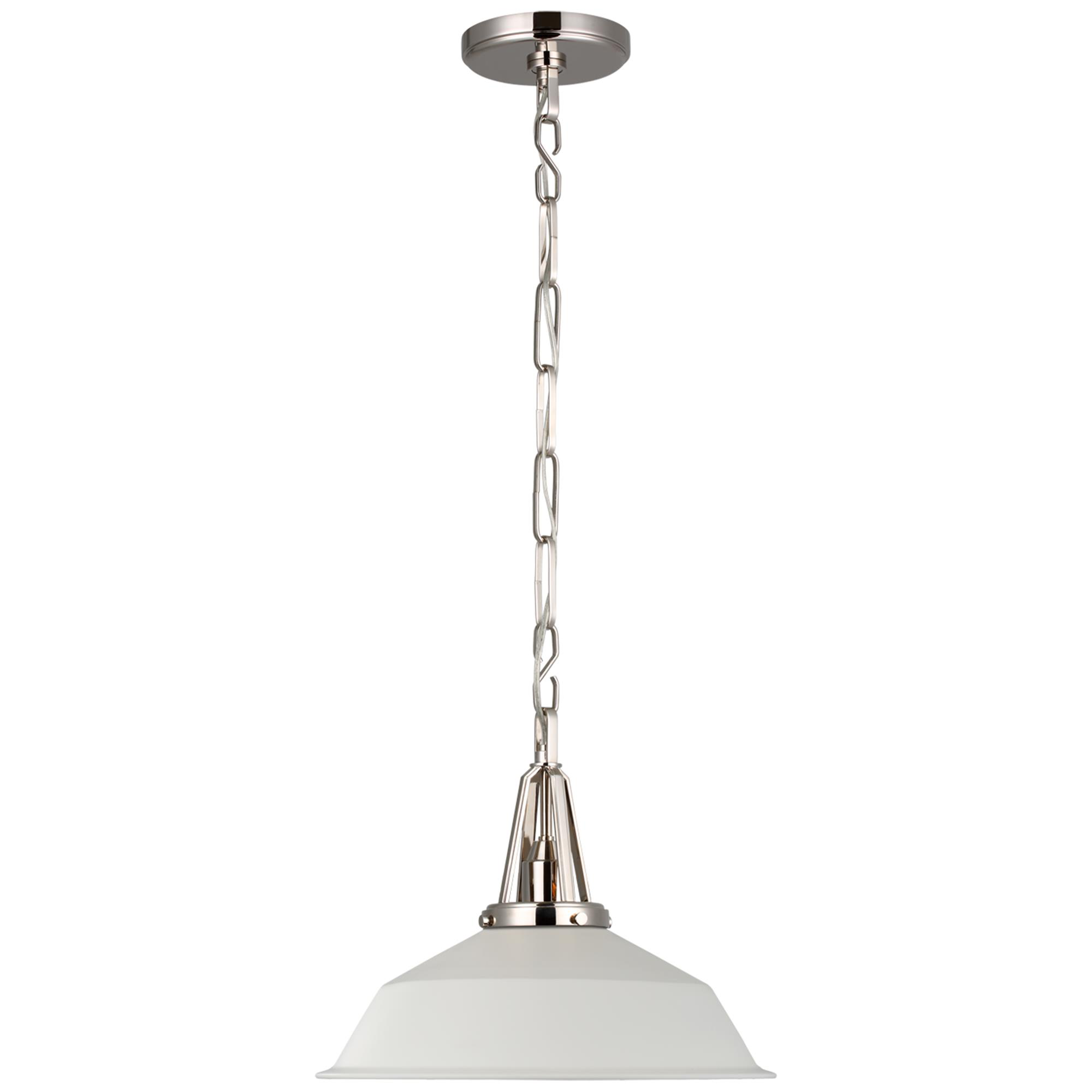 Shown in Polished Nickel finish and Matte White shade