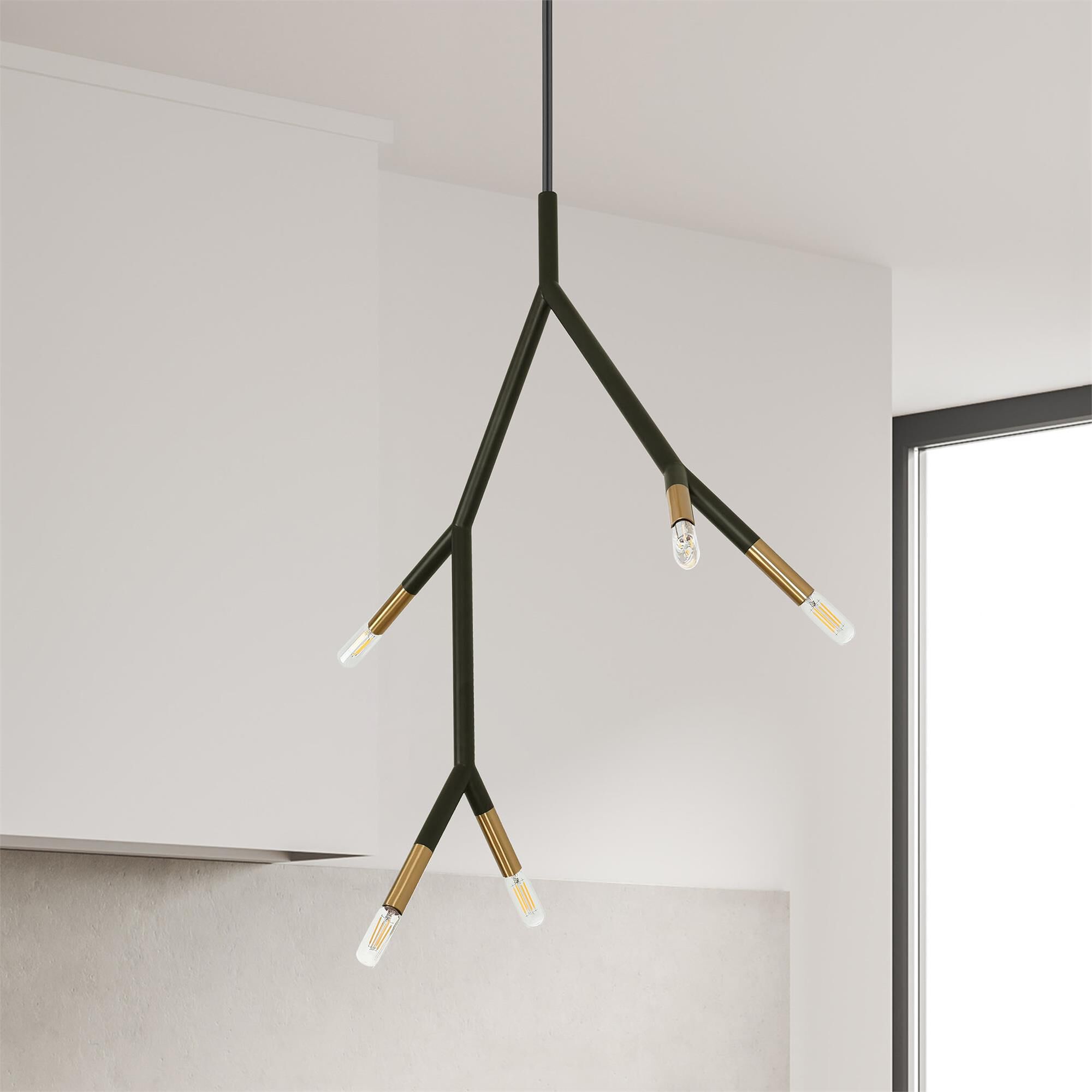 Shown in Matte Black and Aged Brass finish