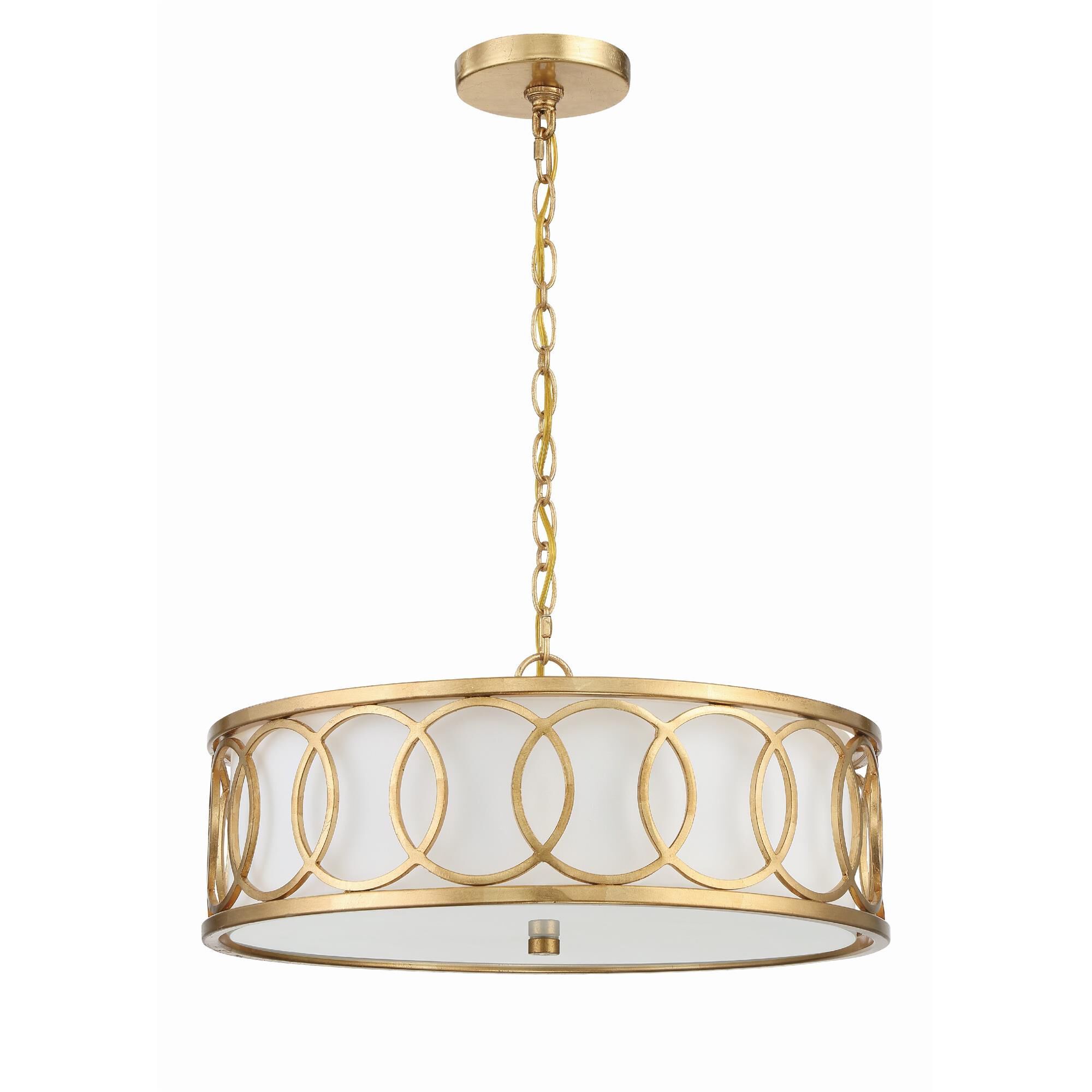 Shown in Antique Gold finish and Silk glass and Silk shade