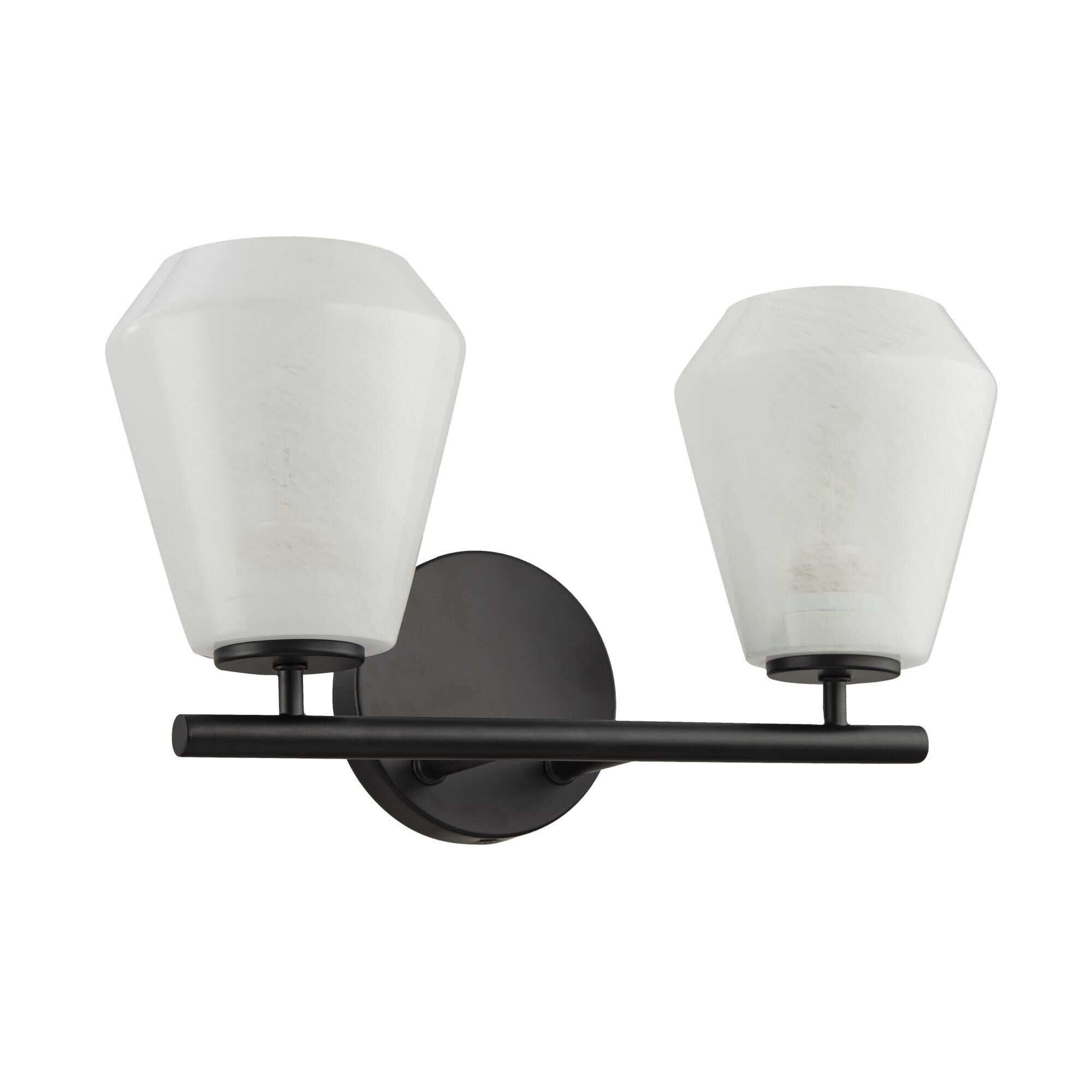 Shown in Black finish and Wispy White glass