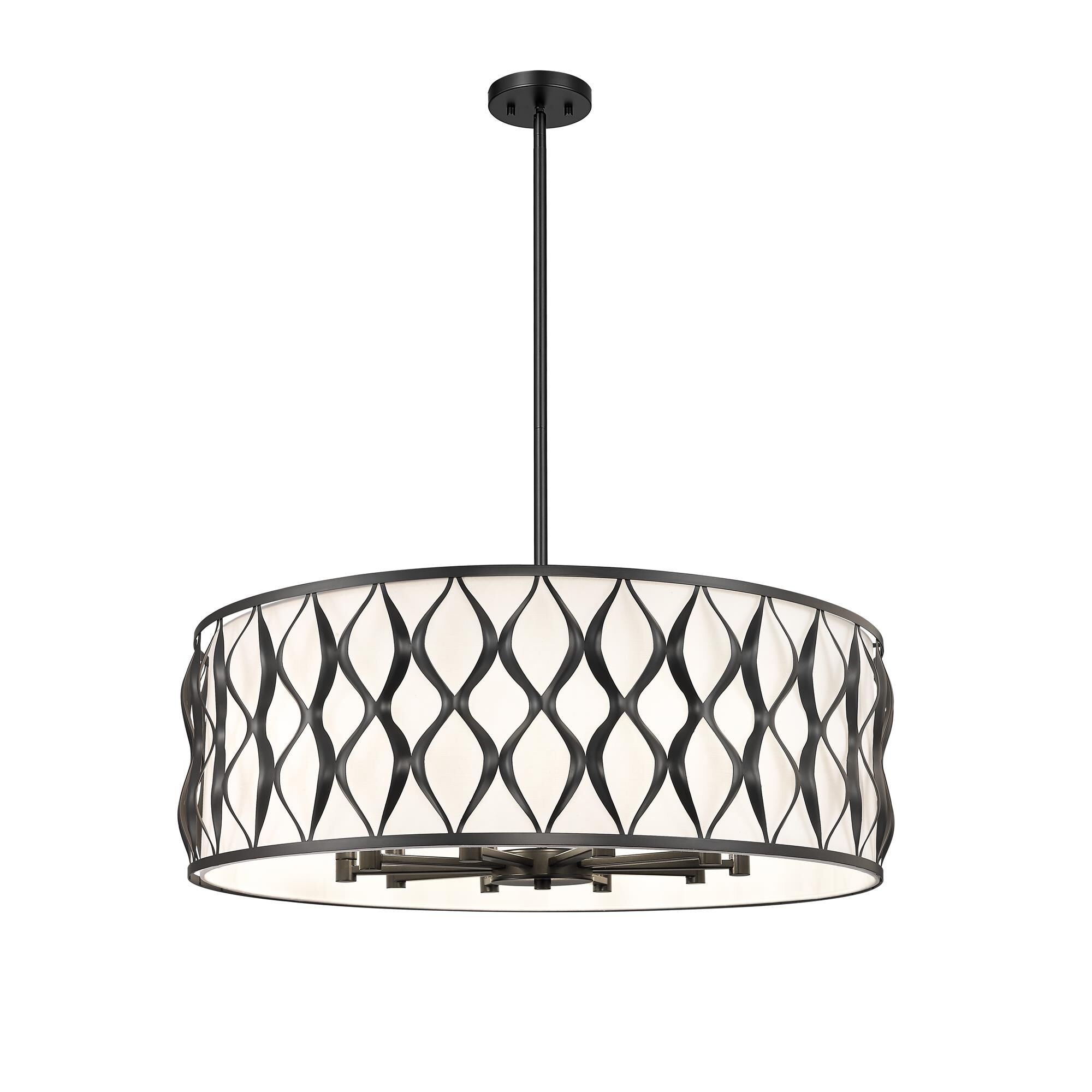 Shown in Matte Black finish and White glass and White shade