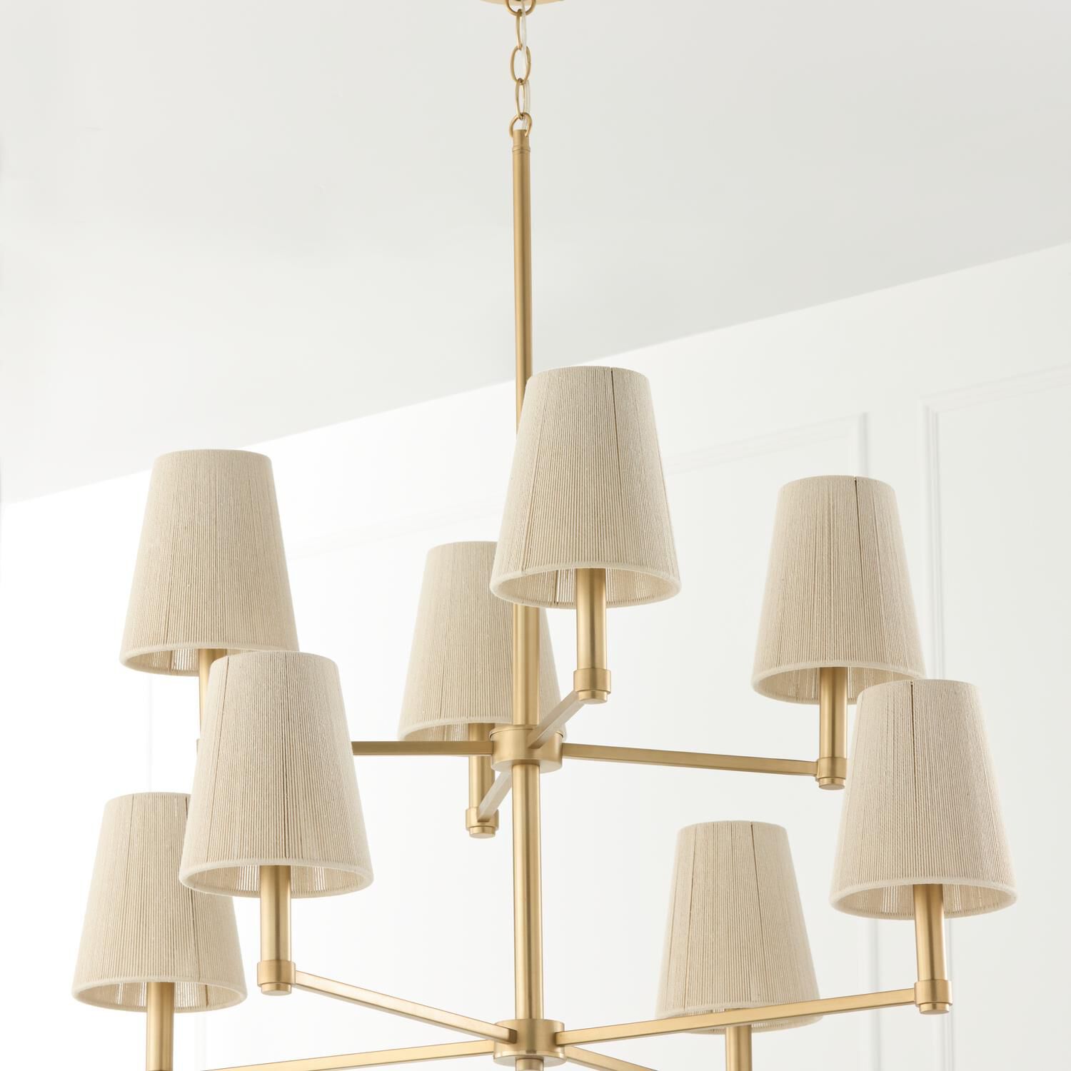 Shown in Matte Brass finish and Bleached Natural Rope s shade