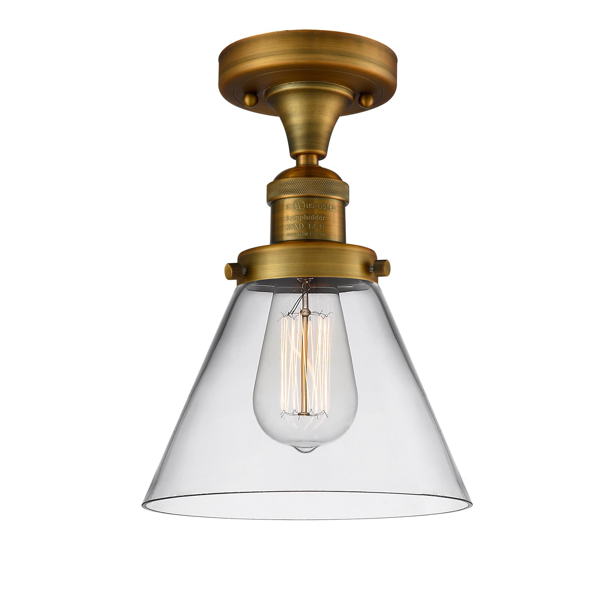 Shown in Brushed Brass finish and Clear glass