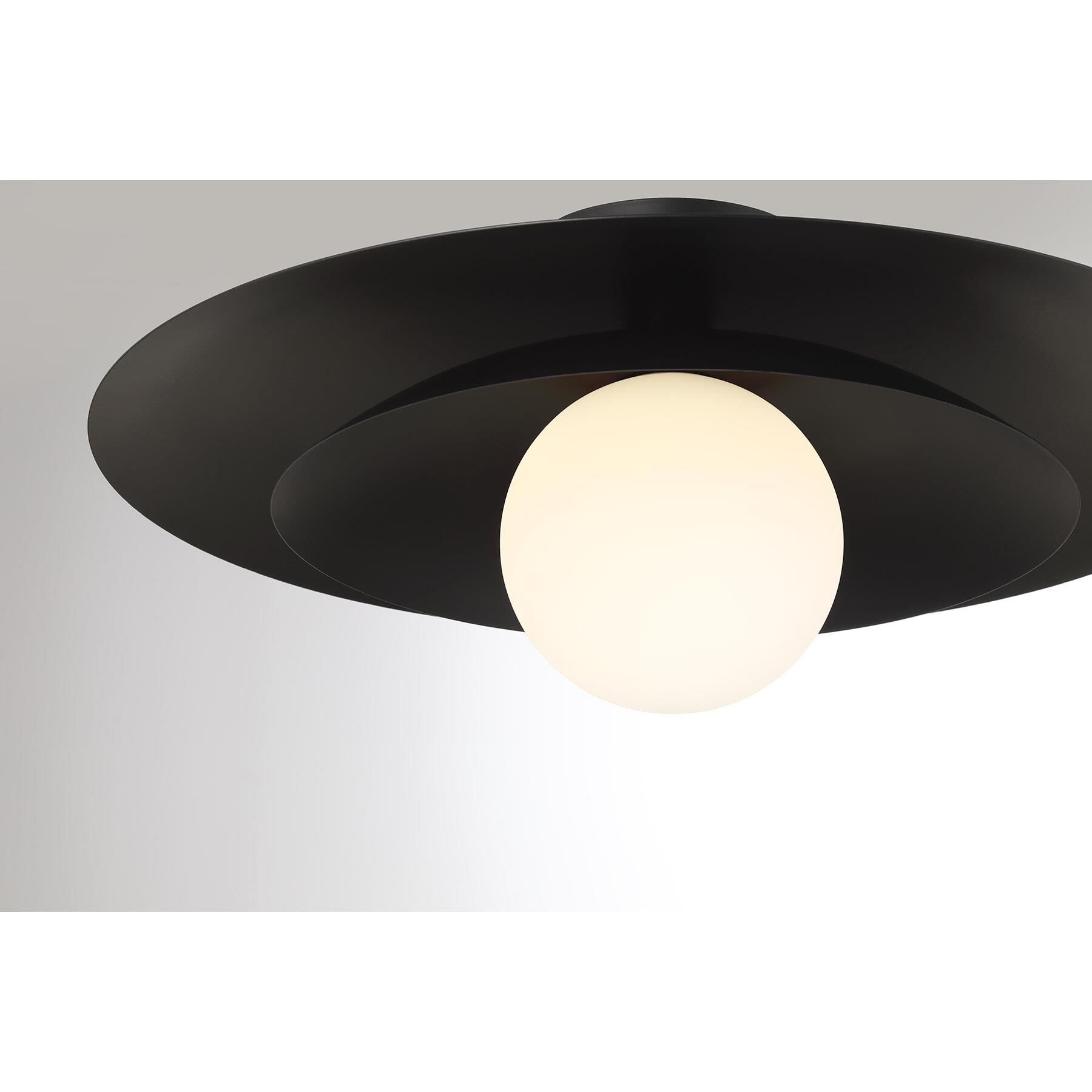 Shown in Matte Black finish and White Opal glass