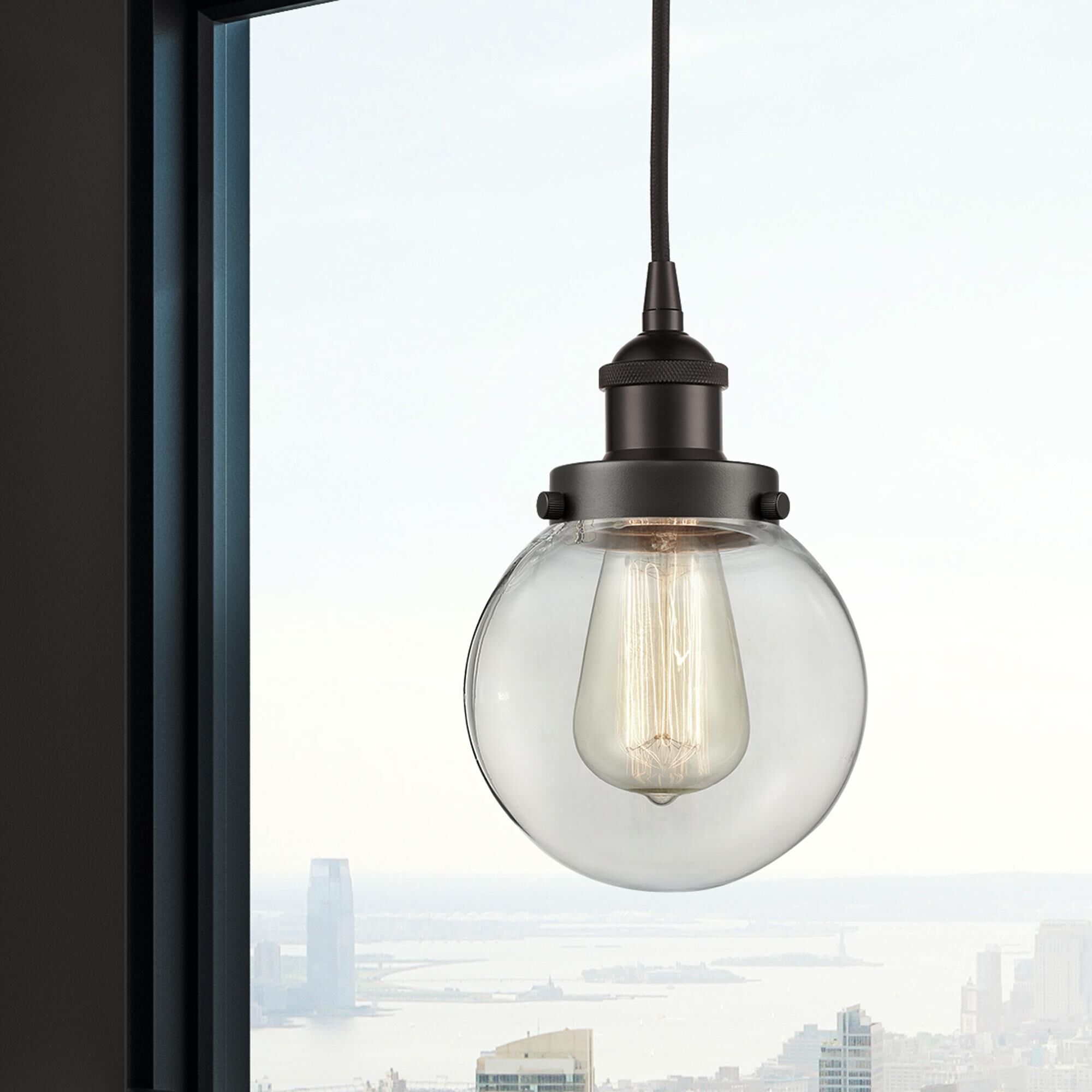 Shown in Oil Rubbed Bronze finish and Clear glass