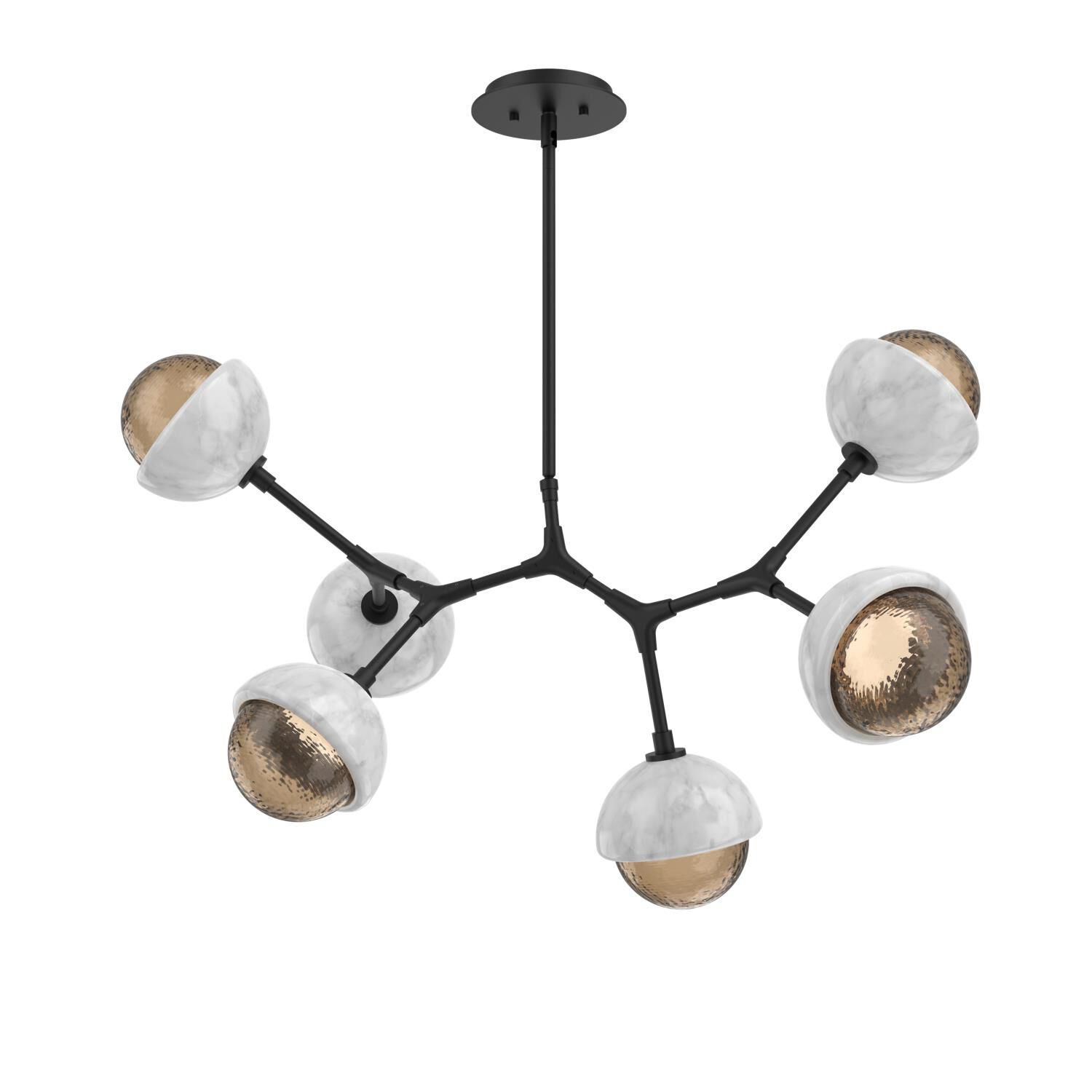 Shown in Matte Black finish and Bronze glass and White Marble accent