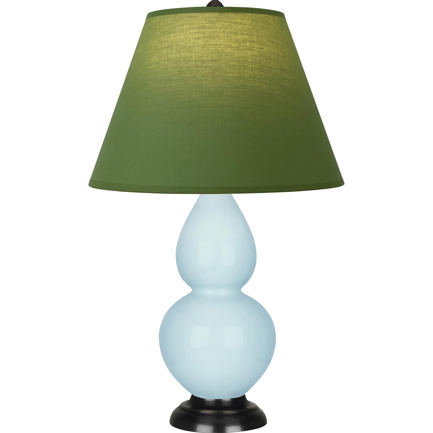 Shown in Baby Blue finish and Tea Green and Taupe shade and Deep Patina Bronze accent