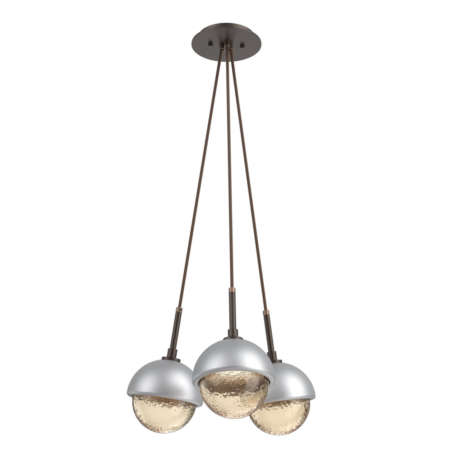 Shown in Flat Bronze finish and Amber glass and Classic Silver accent
