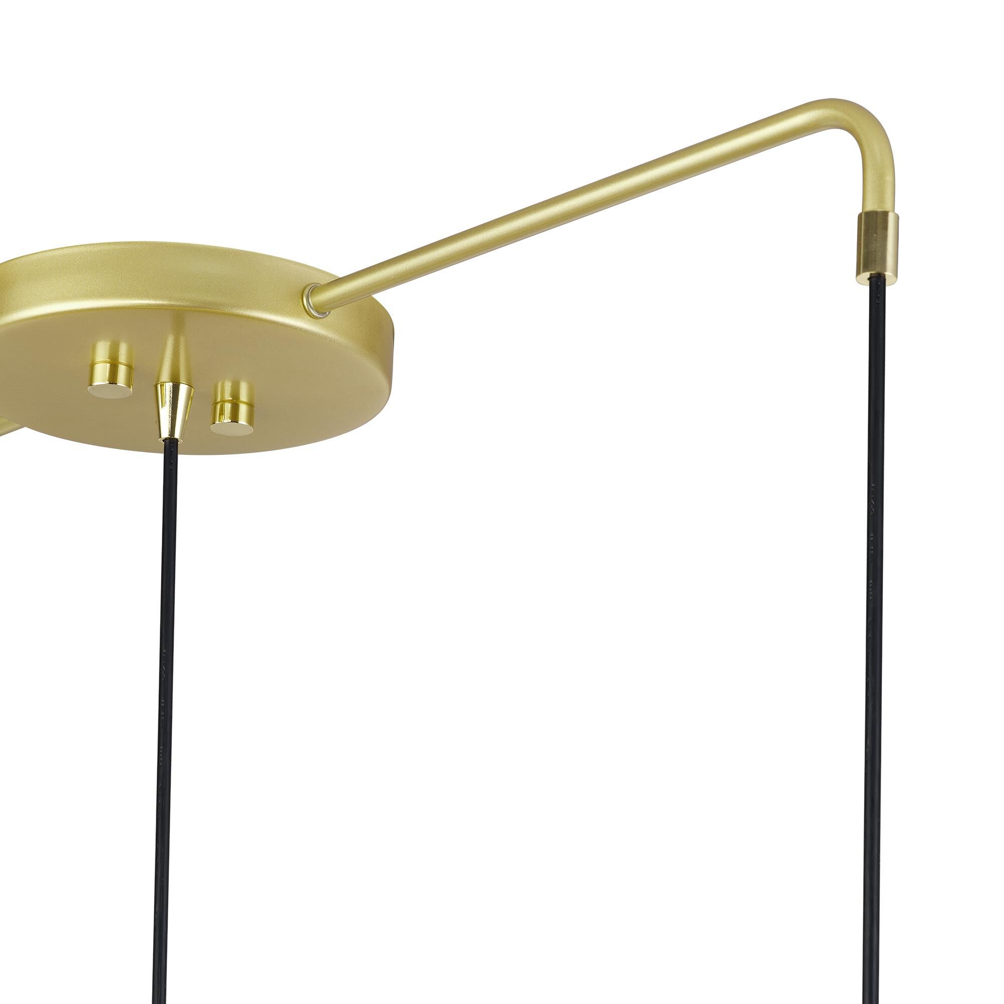 Shown in Soft Gold with Polished Brass Accents finish and Soft Gold Steel with Shiny White Inside shade