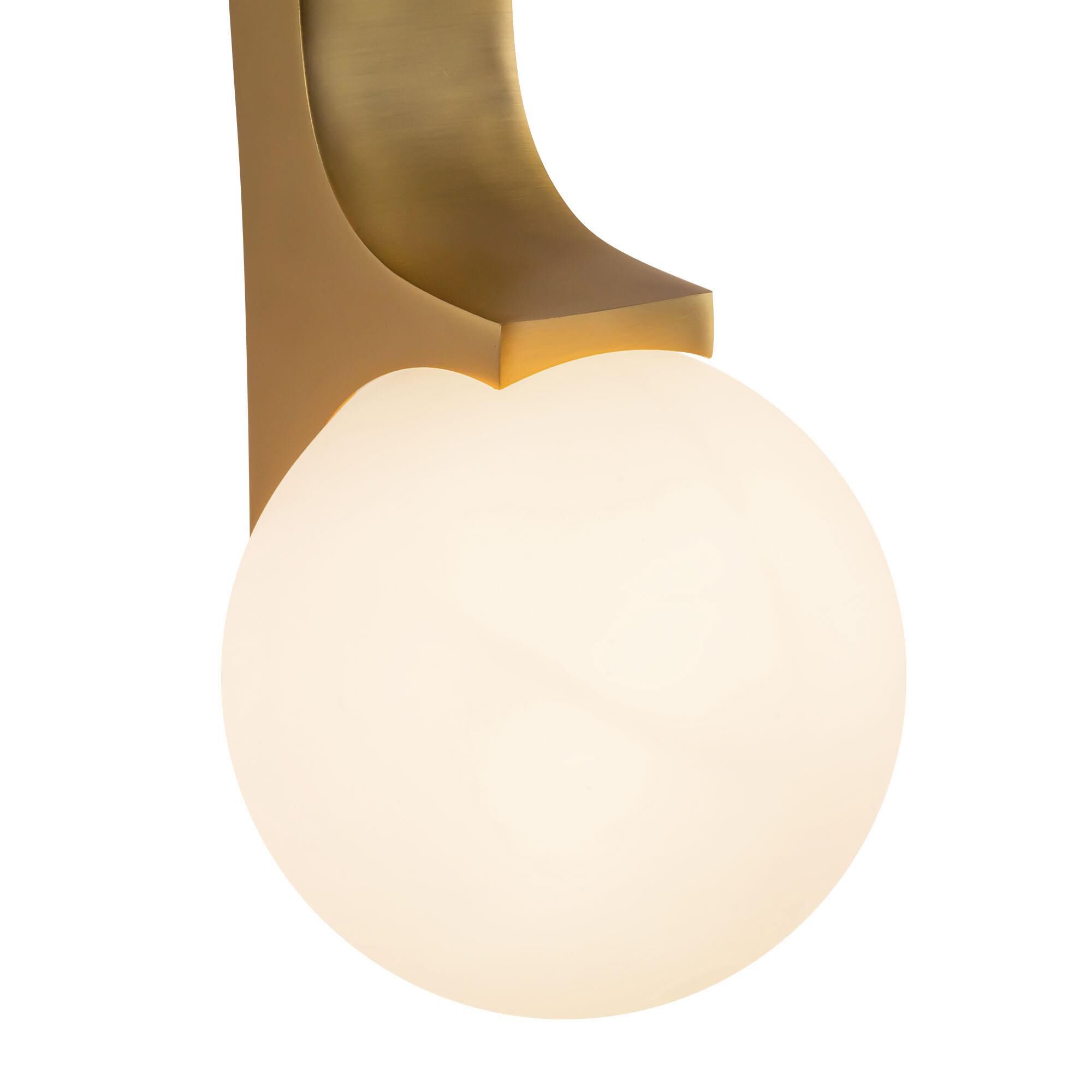 Shown in Brushed Gold finish and Matte Opal glass