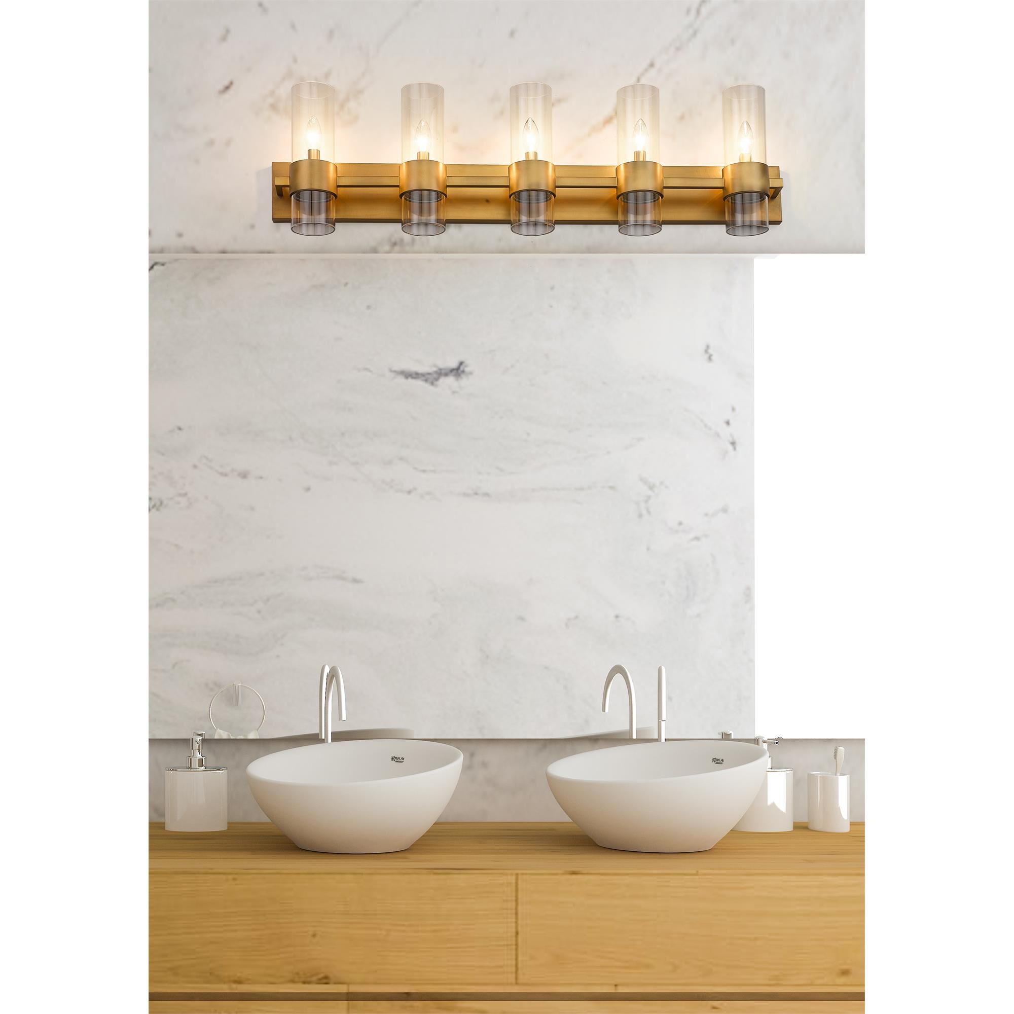 Shown in Rubbed Brass finish and Clear glass and Clear shade