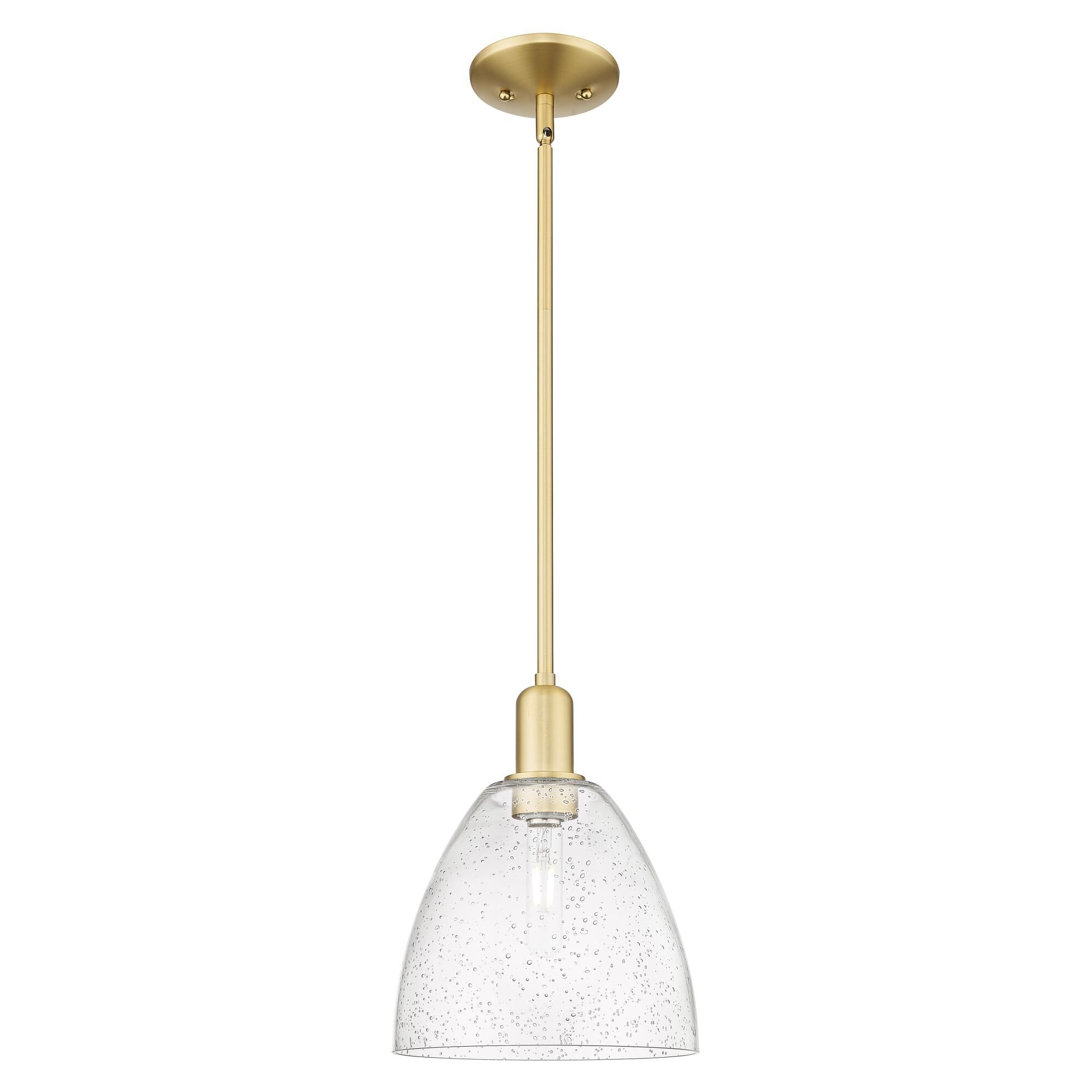 Shown in Satin Gold finish and Seedy glass