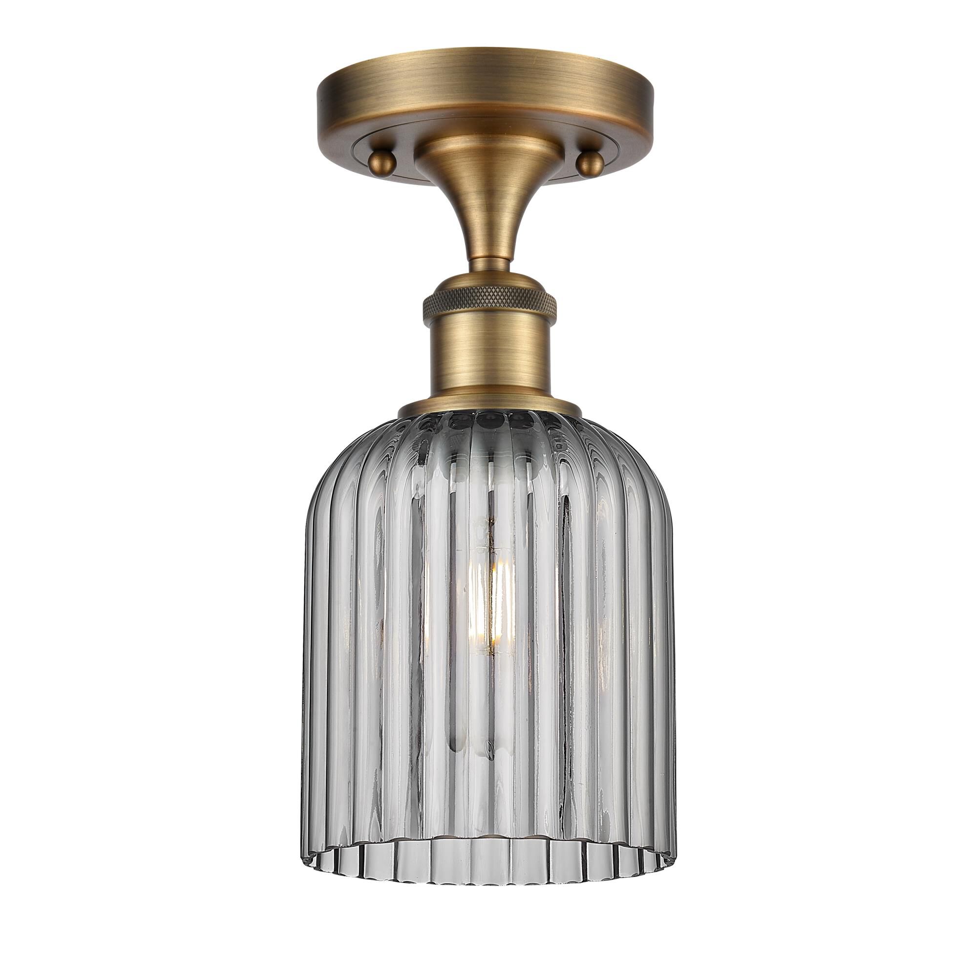 Shown in Brushed Brass finish and Light Smoke shade