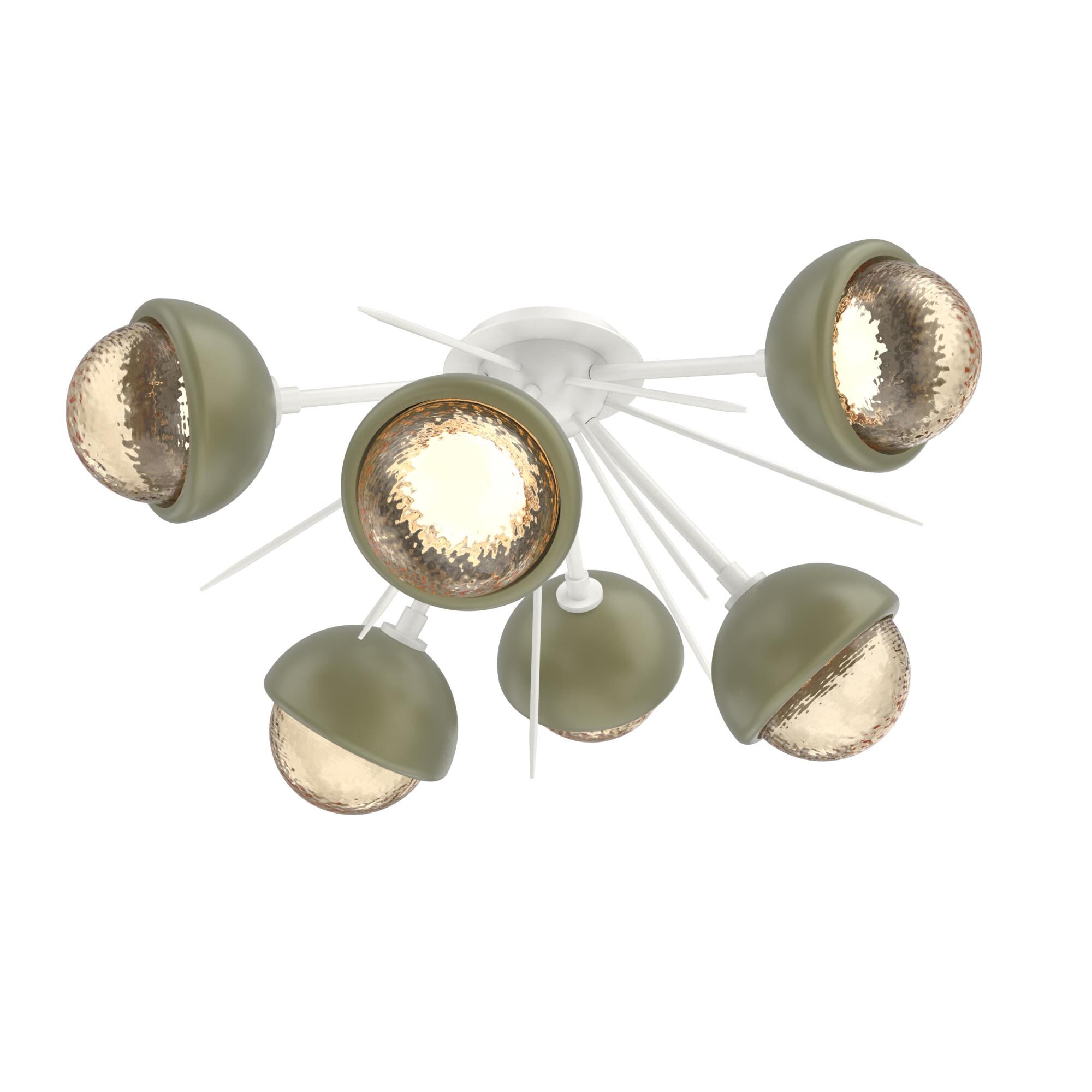 Shown in Salt White finish and Amber glass and Sage Green accent