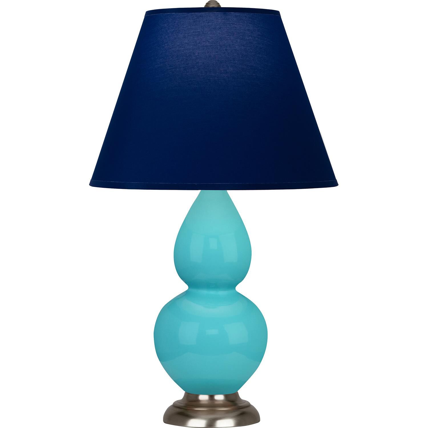 Shown in Egg Blue finish and Navy and Gray shade and Antique Silver accent