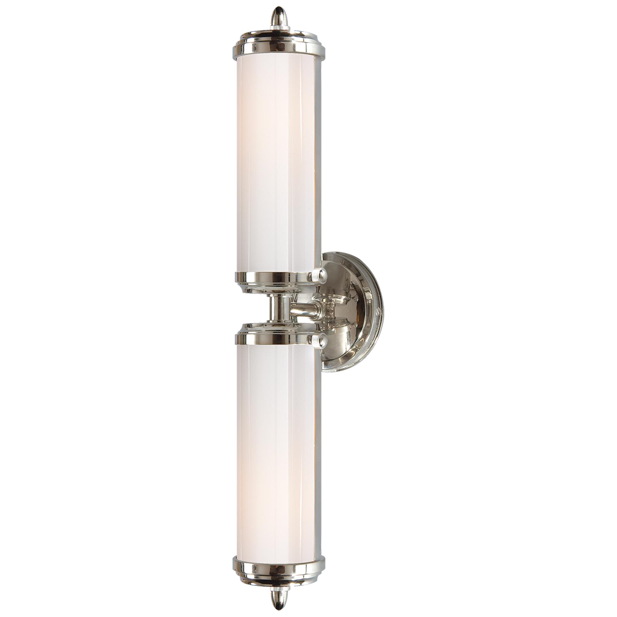 Shown in Chrome finish and White glass