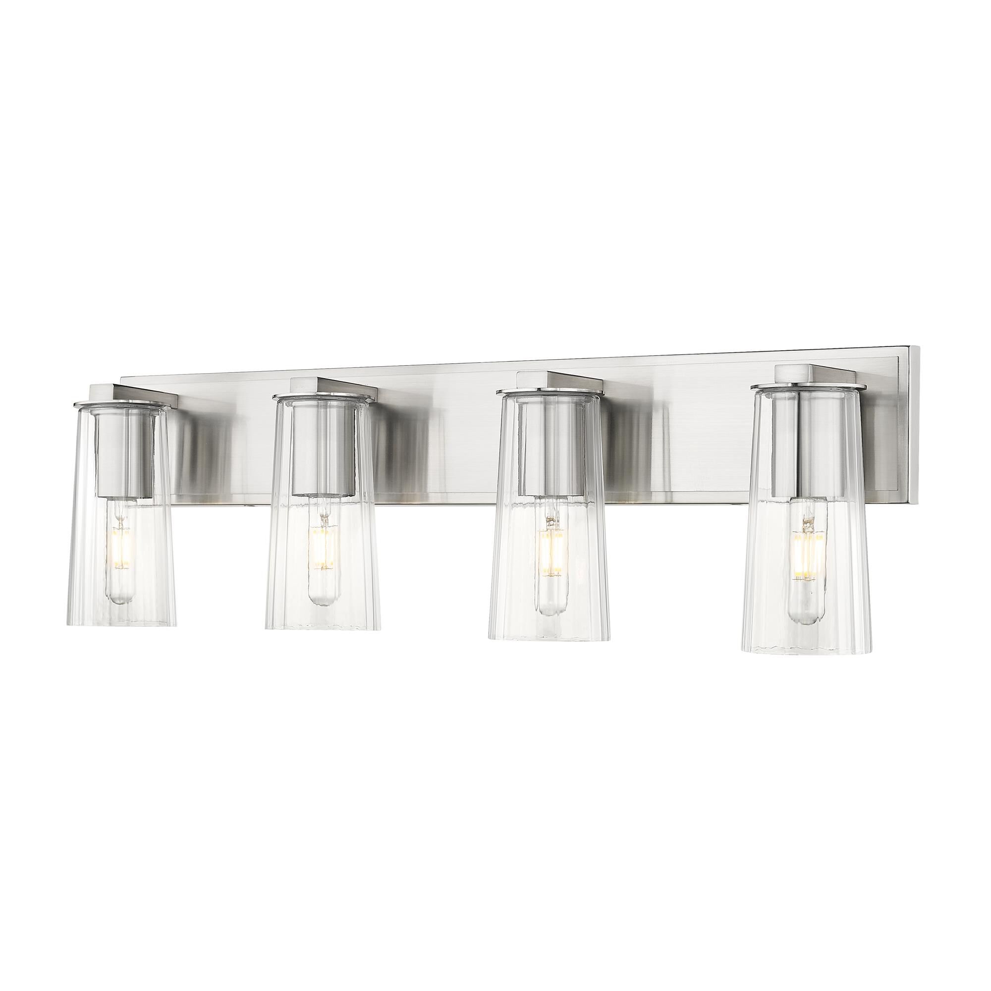 Shown in Brushed Nickel finish and Clear glass and Clear shade