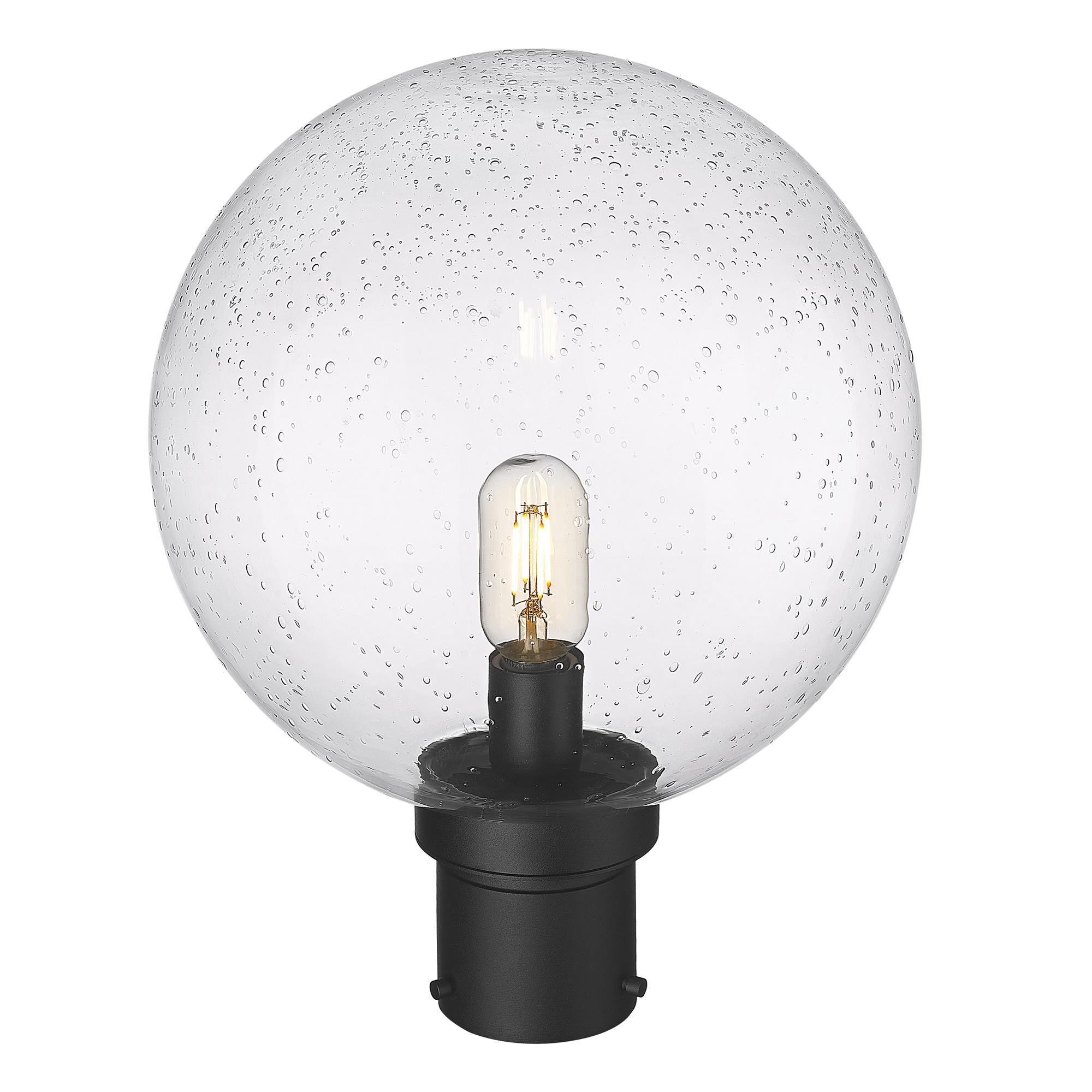Shown in Black finish and Clear Seedy glass