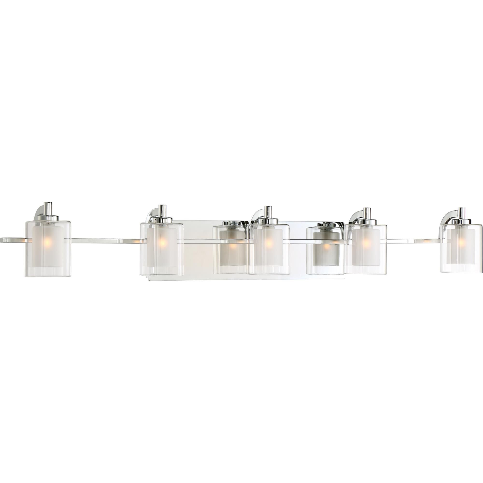 Shown in Polished Chrome finish and Outer Clear And Heavy Sand Blast Inner glass