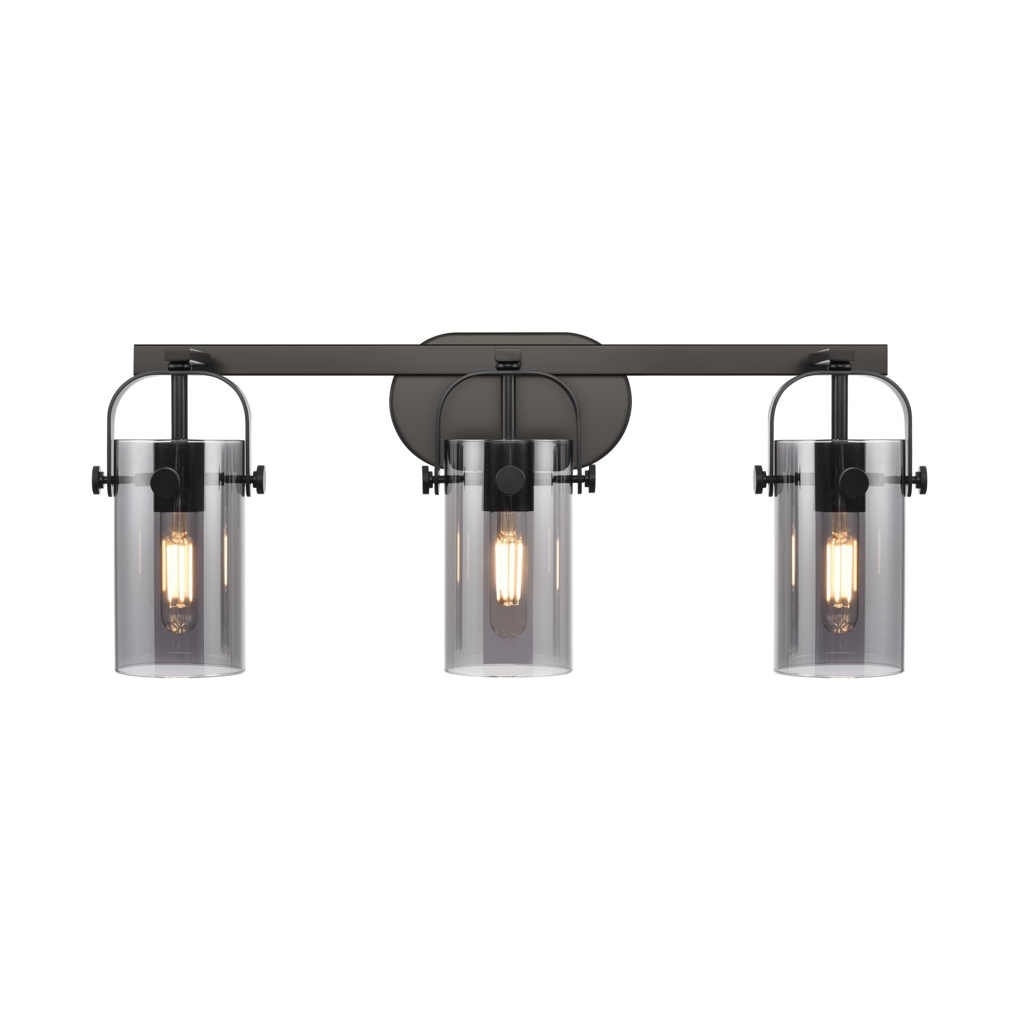 Shown in Matte Black finish and Plated Smoke glass and Plated Smoke Glass shade