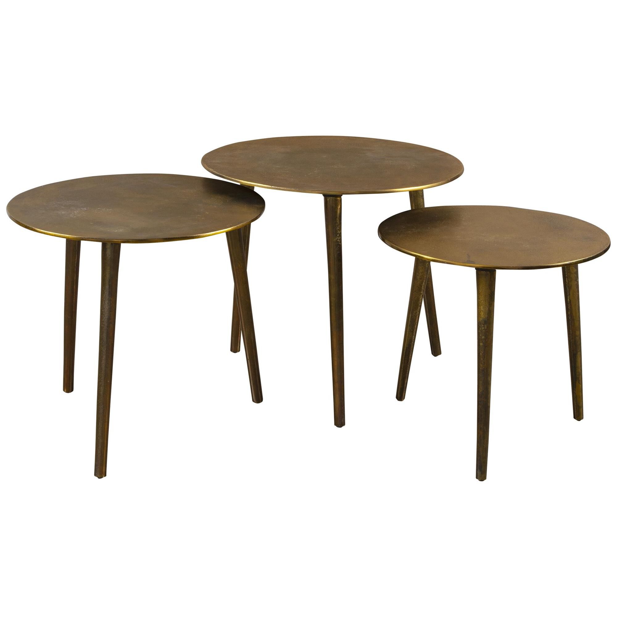 Shown in Set Of Three Nesting Coffee Tables Are Made From Cast Aluminum With Noticeable Texture And Are Finis finish
