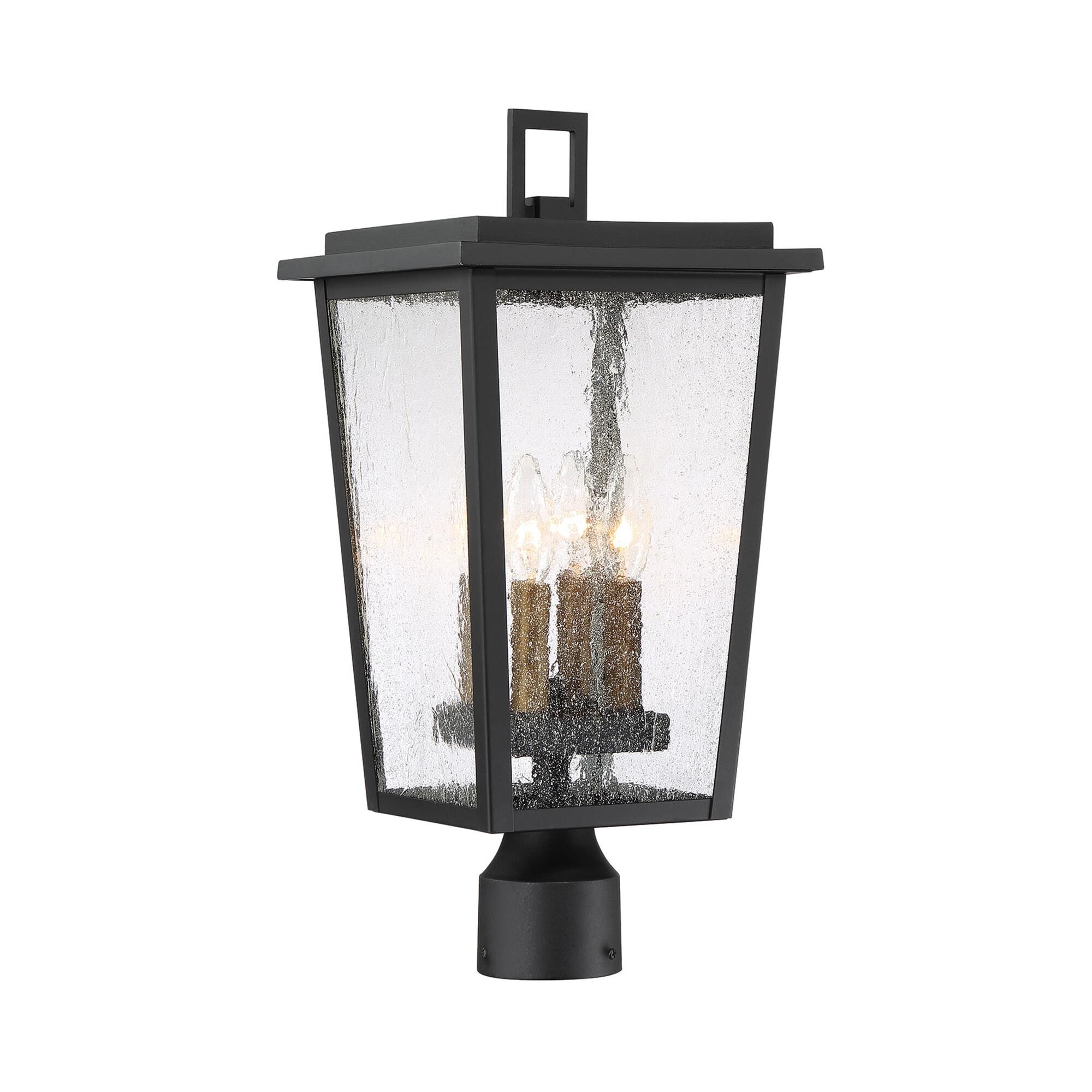 Shown in Black with Gold finish and Clear Seeded glass