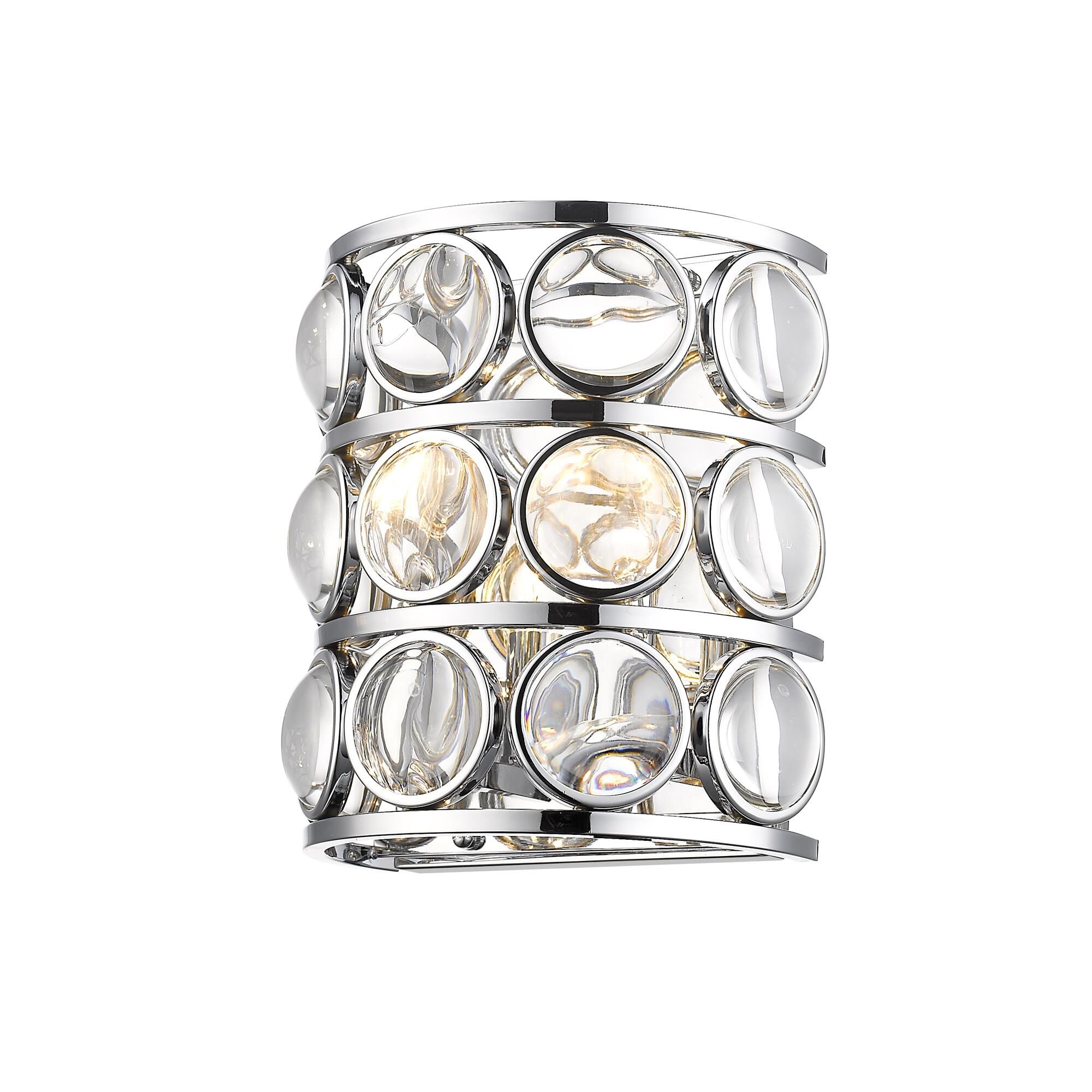 Shown in Chrome finish and Crystal glass and Crystal shade