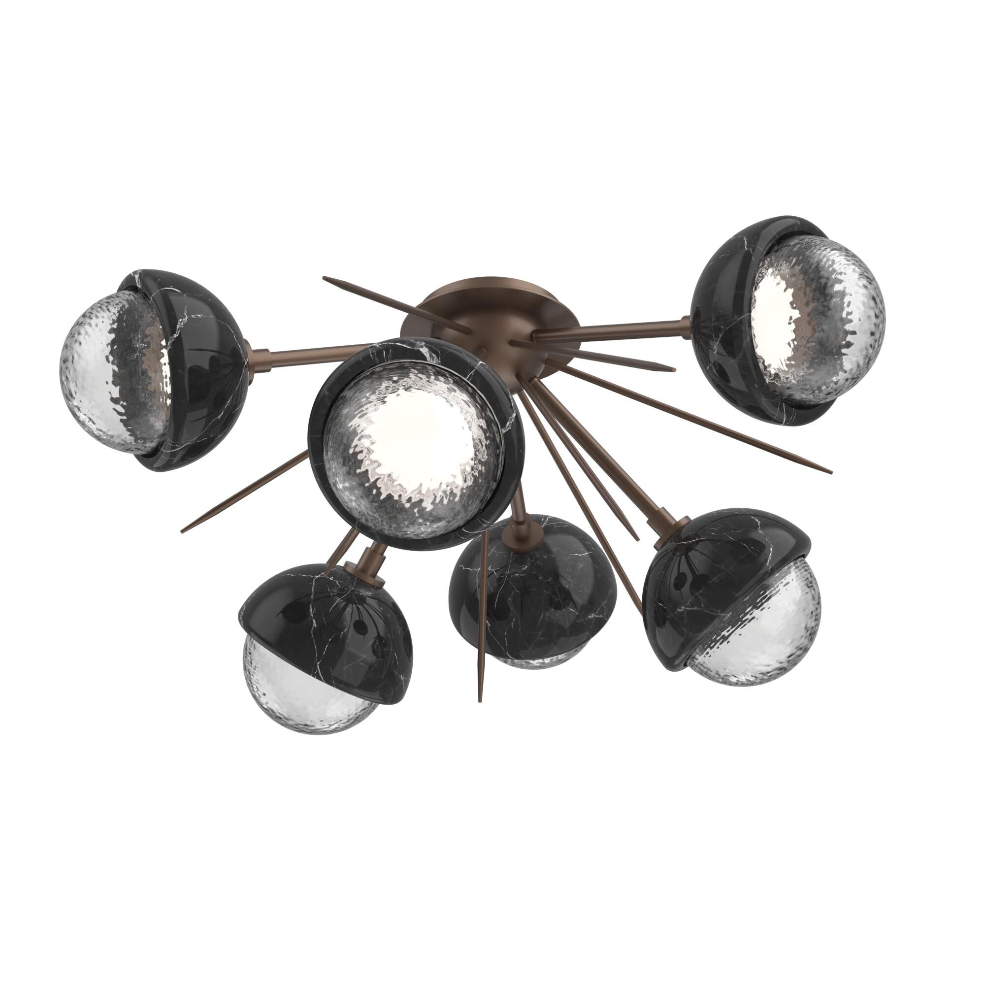 Shown in Burnished Bronze finish and Clear glass and Black Marble accent