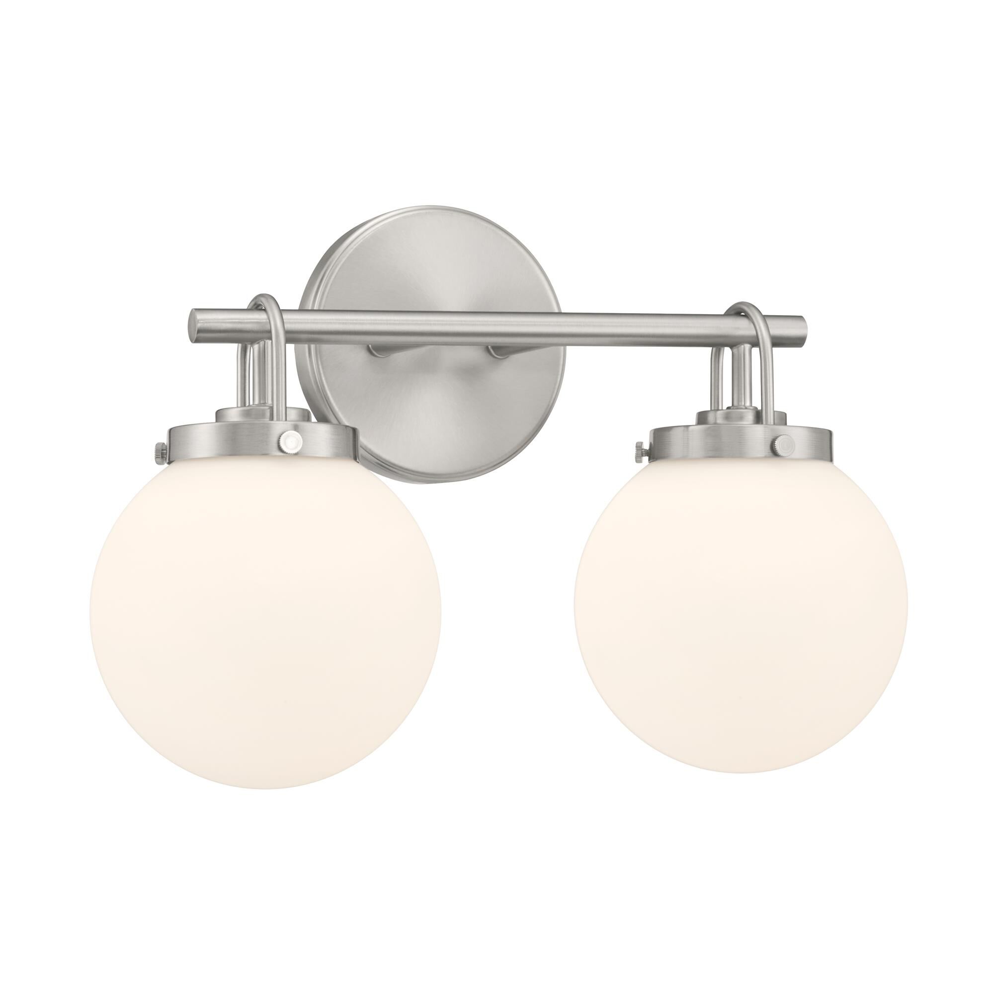 Shown in Brushed Nickel finish and Etched White glass