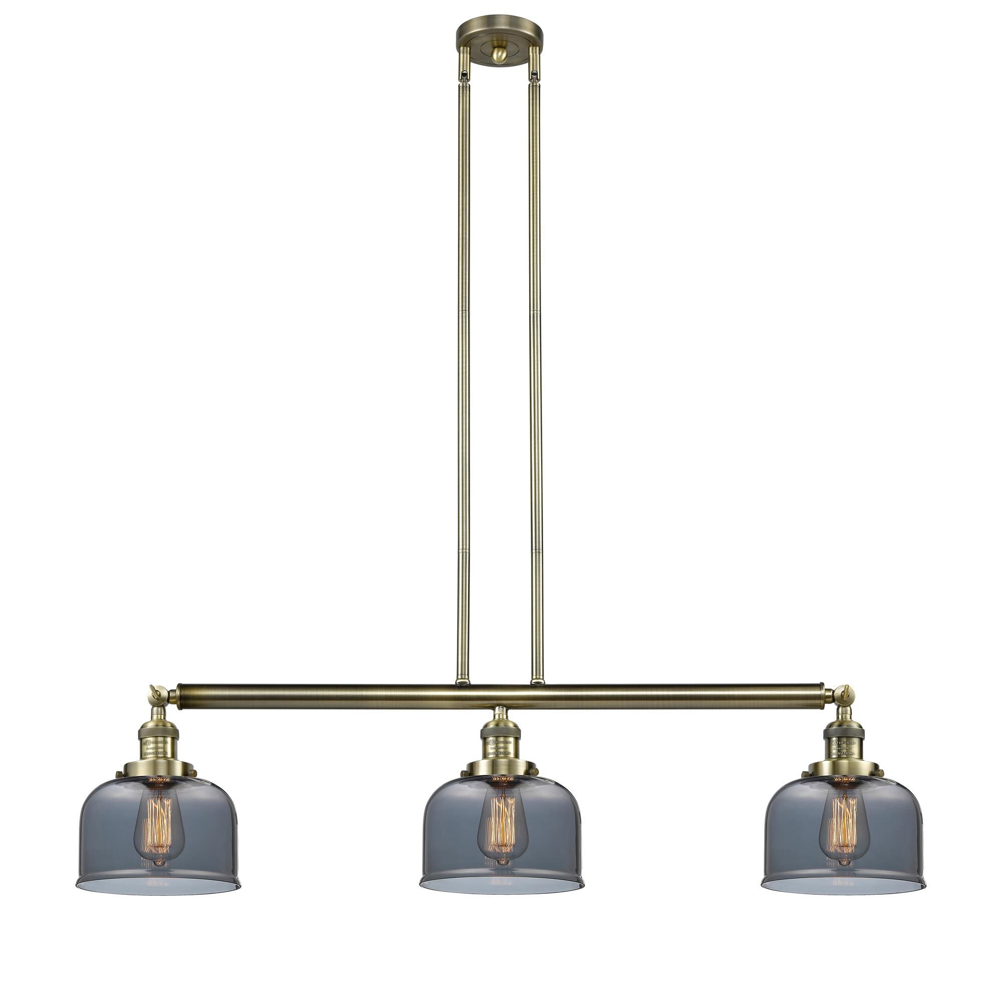 Shown in Antique Brass finish and Plated Smoked glass