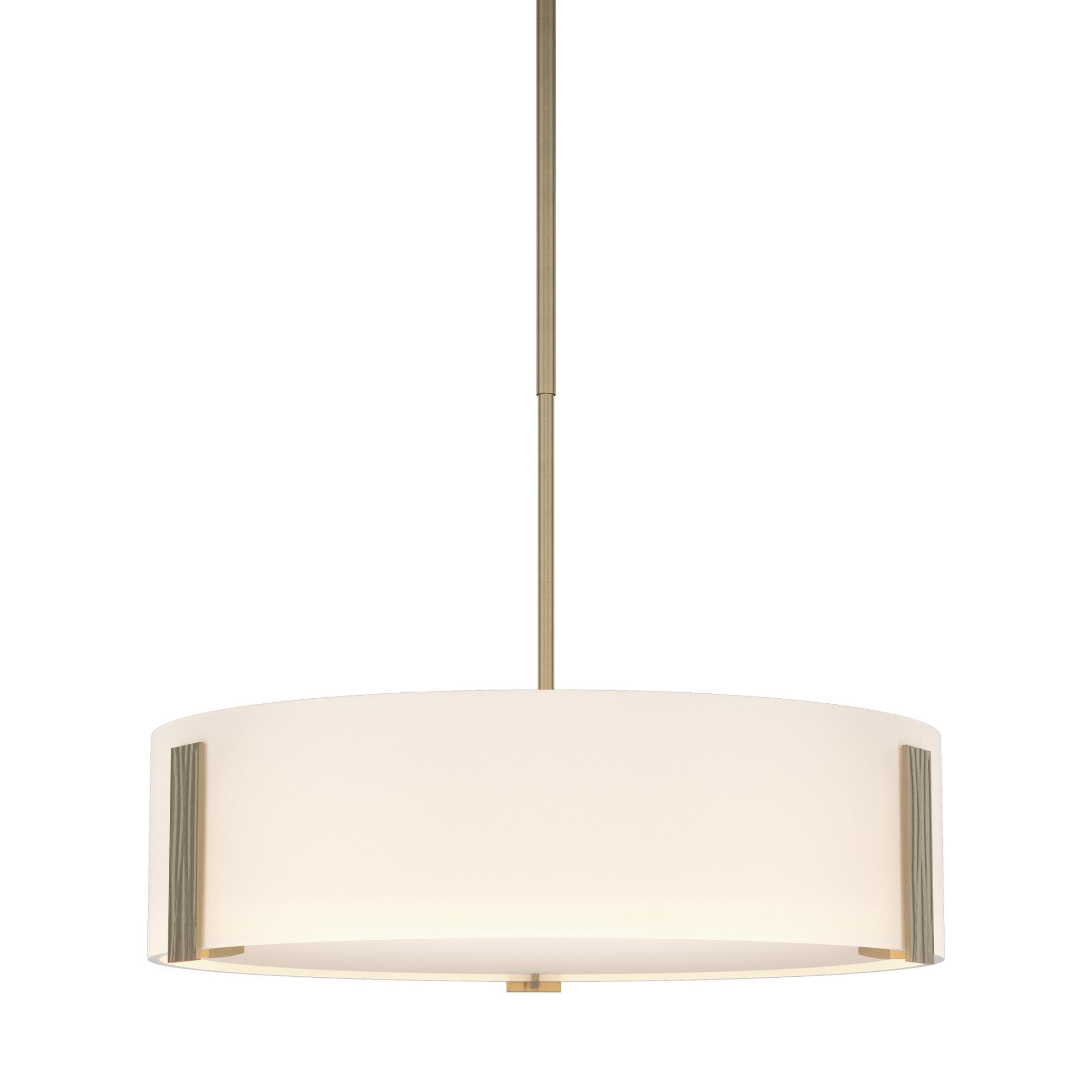Shown in Soft Gold finish and White glass and White Glass shade