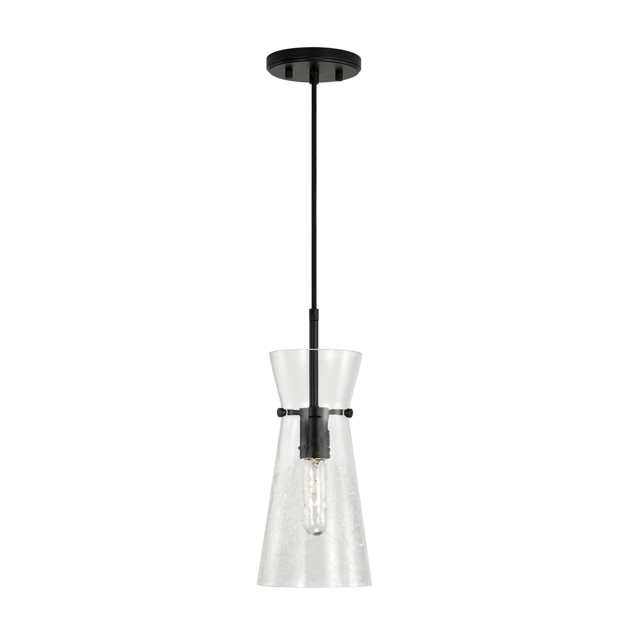Shown in Matte Black finish and Clear Half Crackle glass