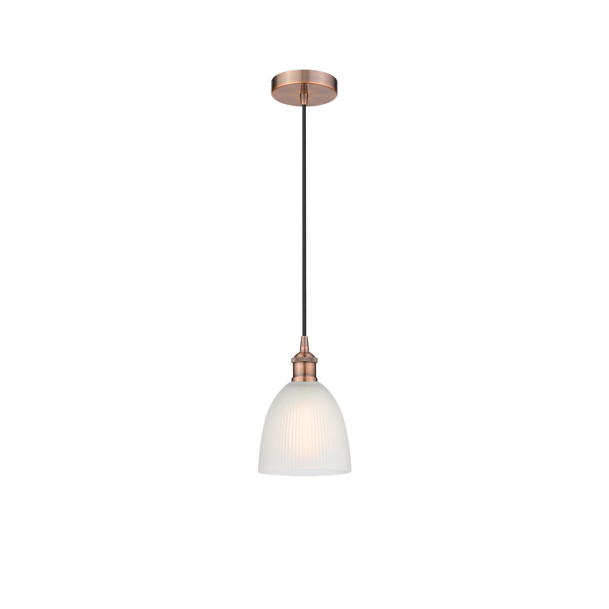 Shown in Antique Copper finish and White Castile glass
