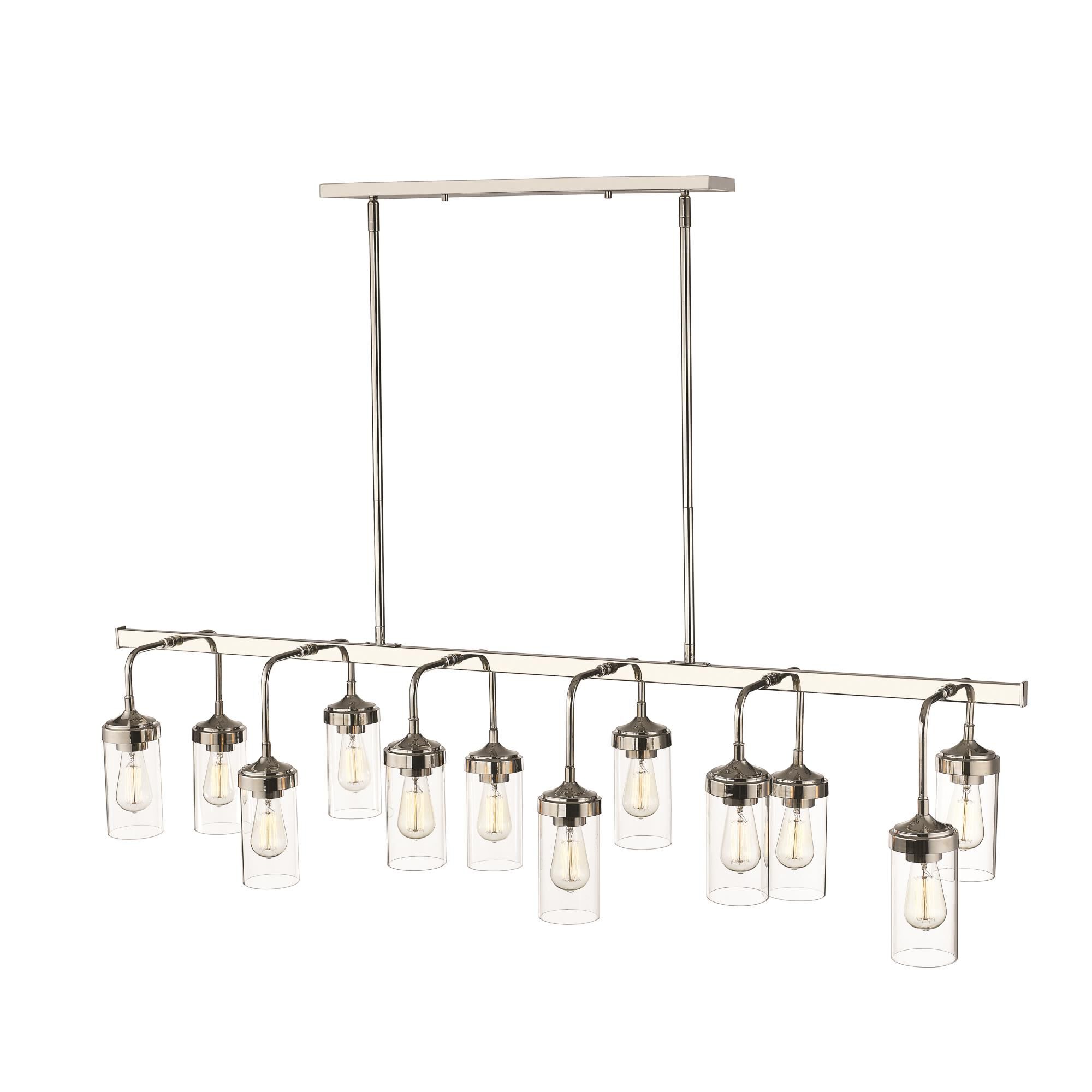 Shown in Polished Nickel finish and Glass shade