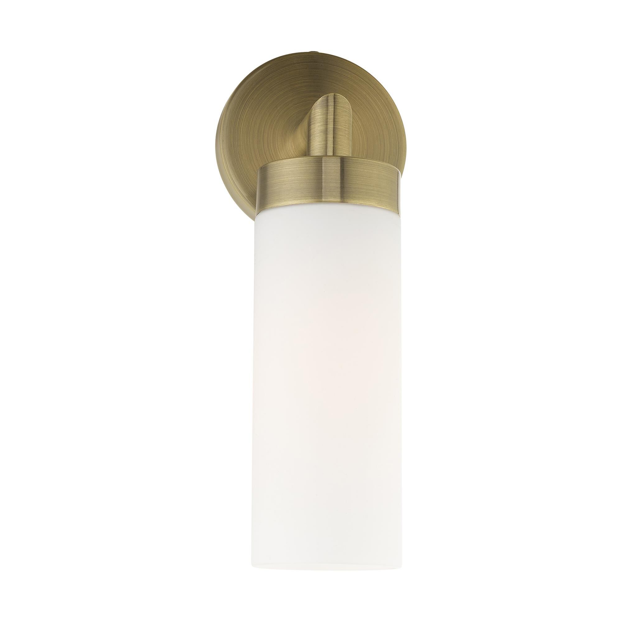 Shown in Antique Brass finish and Hand Blown Satin Opal White glass and Hand Blown Satin Opal White Glass shade