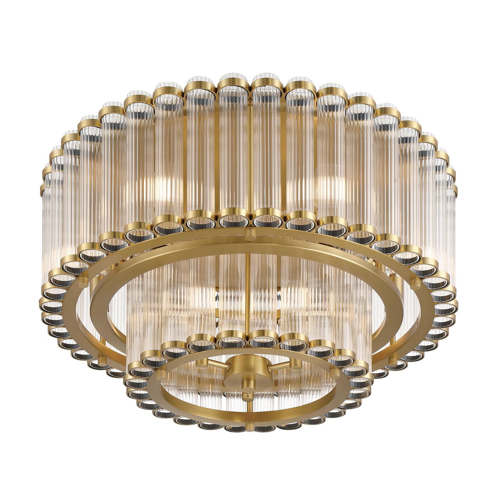 Shown in Gold finish and Ribbed glass